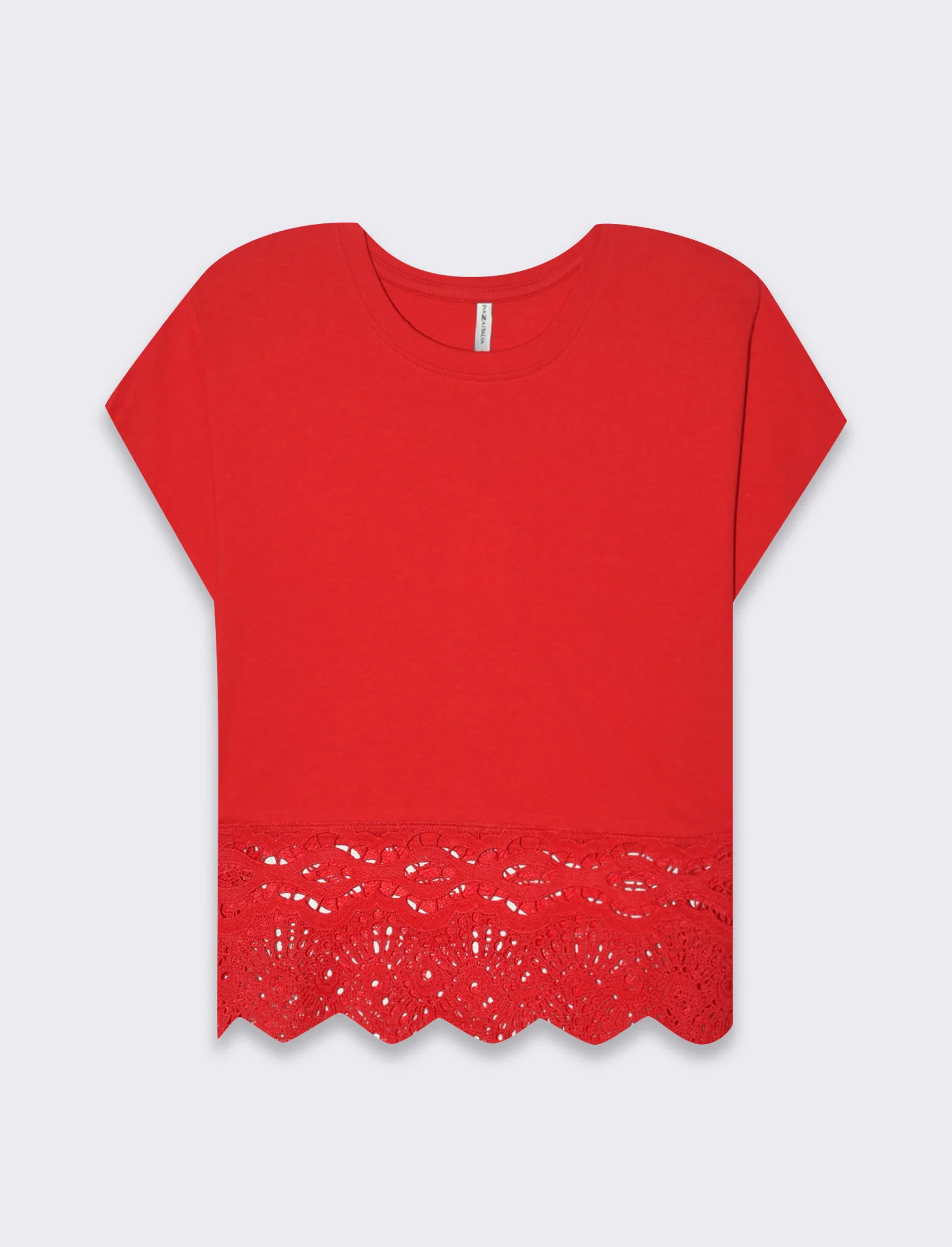 T-shirt con pizzo da donna - Rosso scarlatto - Image 4