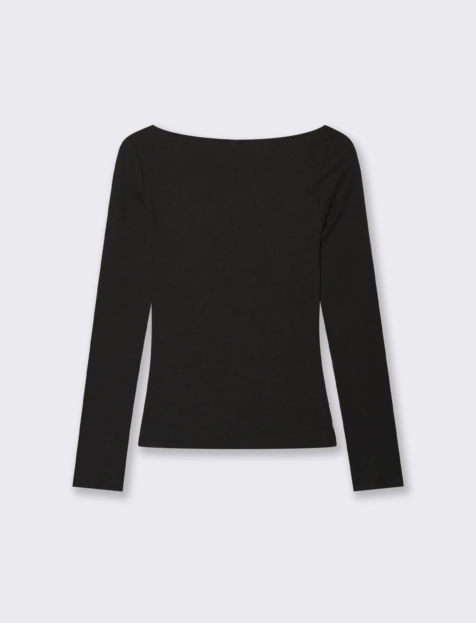 T-shirt con pizzo e scollo a V lungo - Nero - Image 2