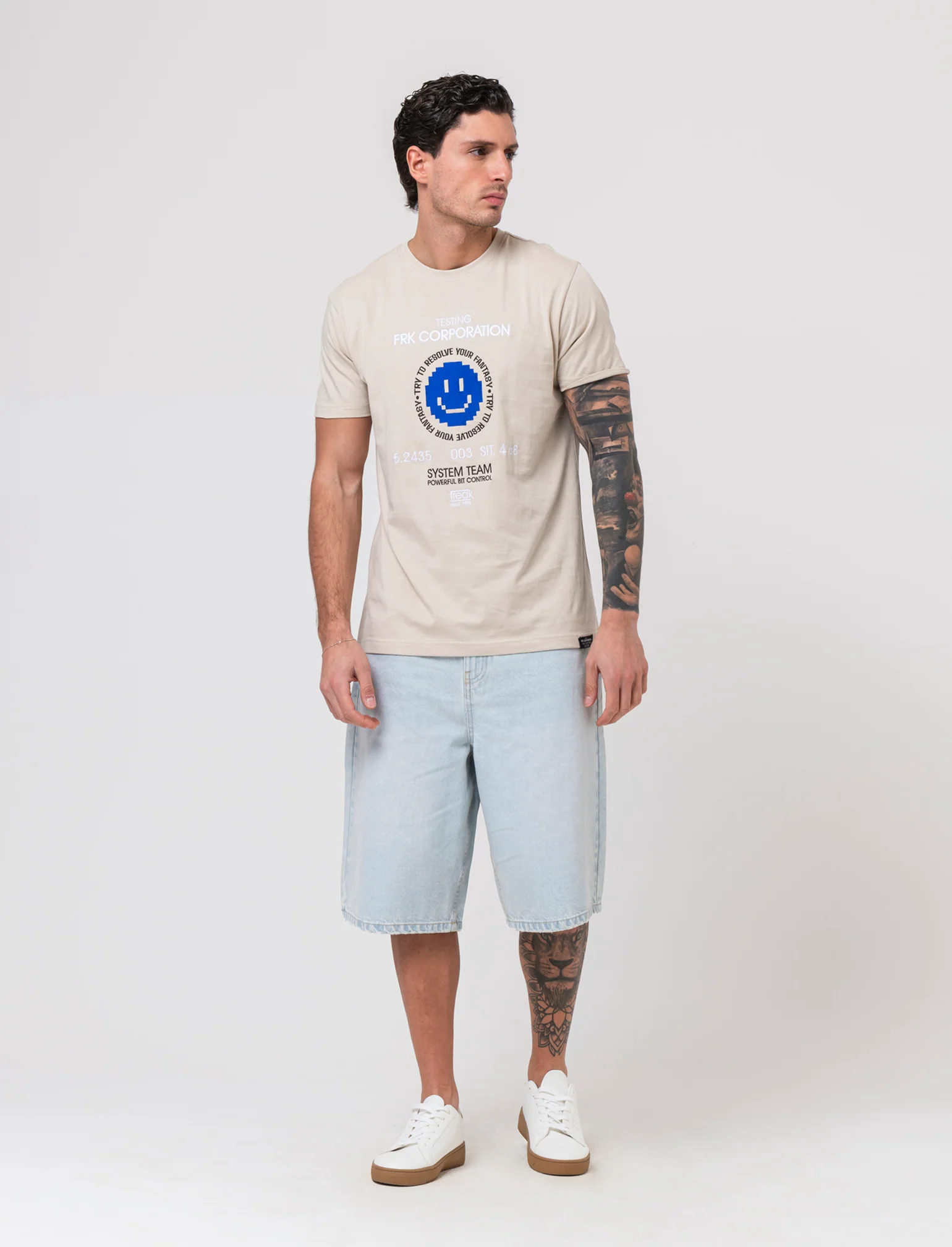 T-shirt con ricamo a contrasto da uomo - Grigio ghiaccio - Image 3