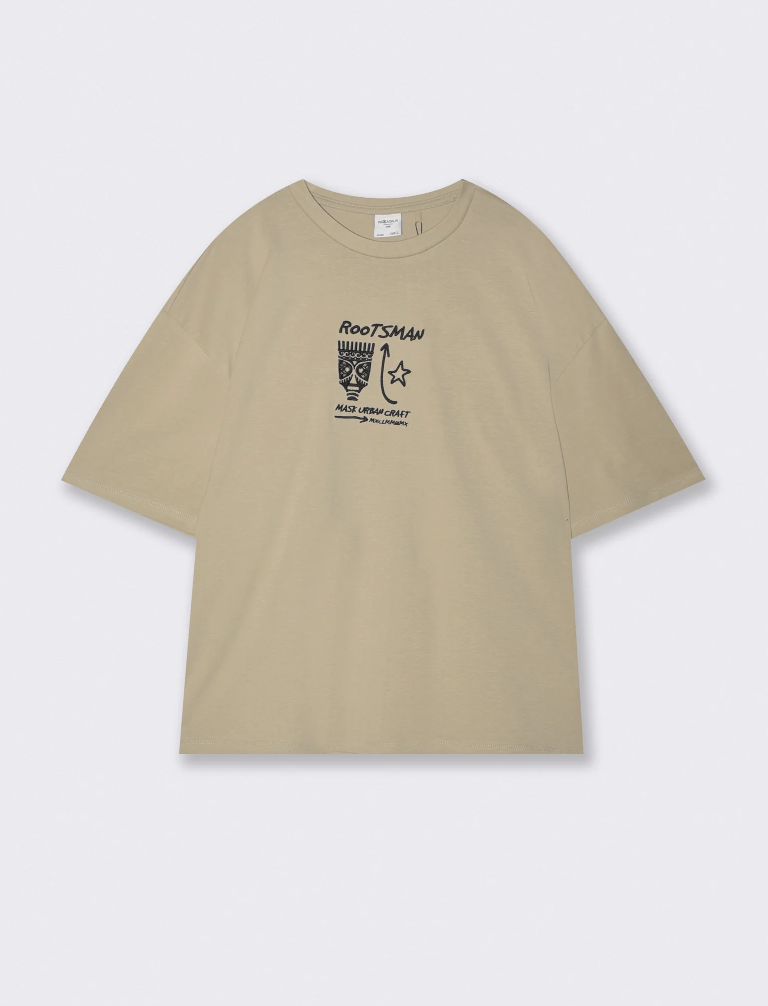 T-shirt con ricamo e stampa originale - Grigio stone - Image 4