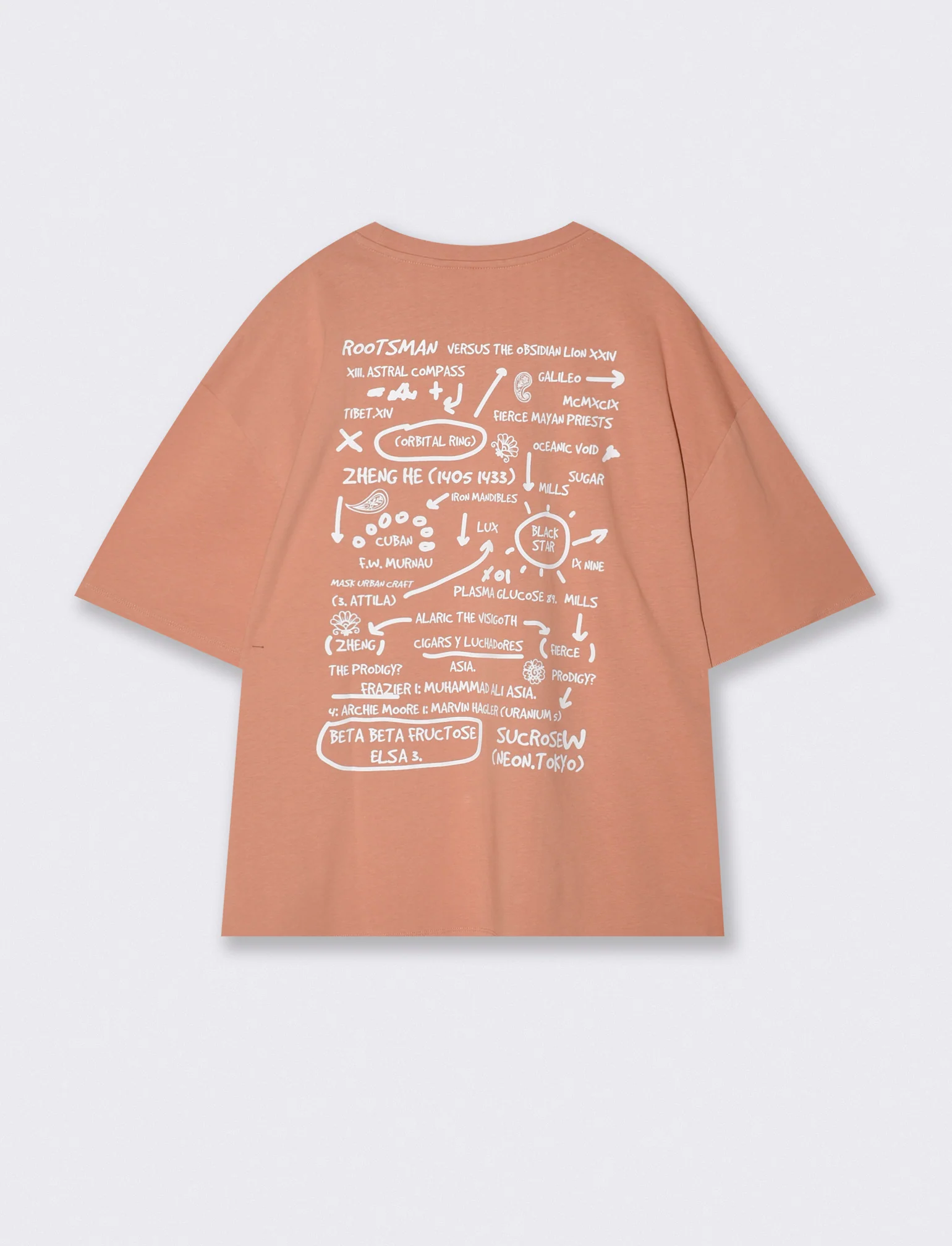T-shirt con ricamo e stampa originale - Rosa salmone - Image 5