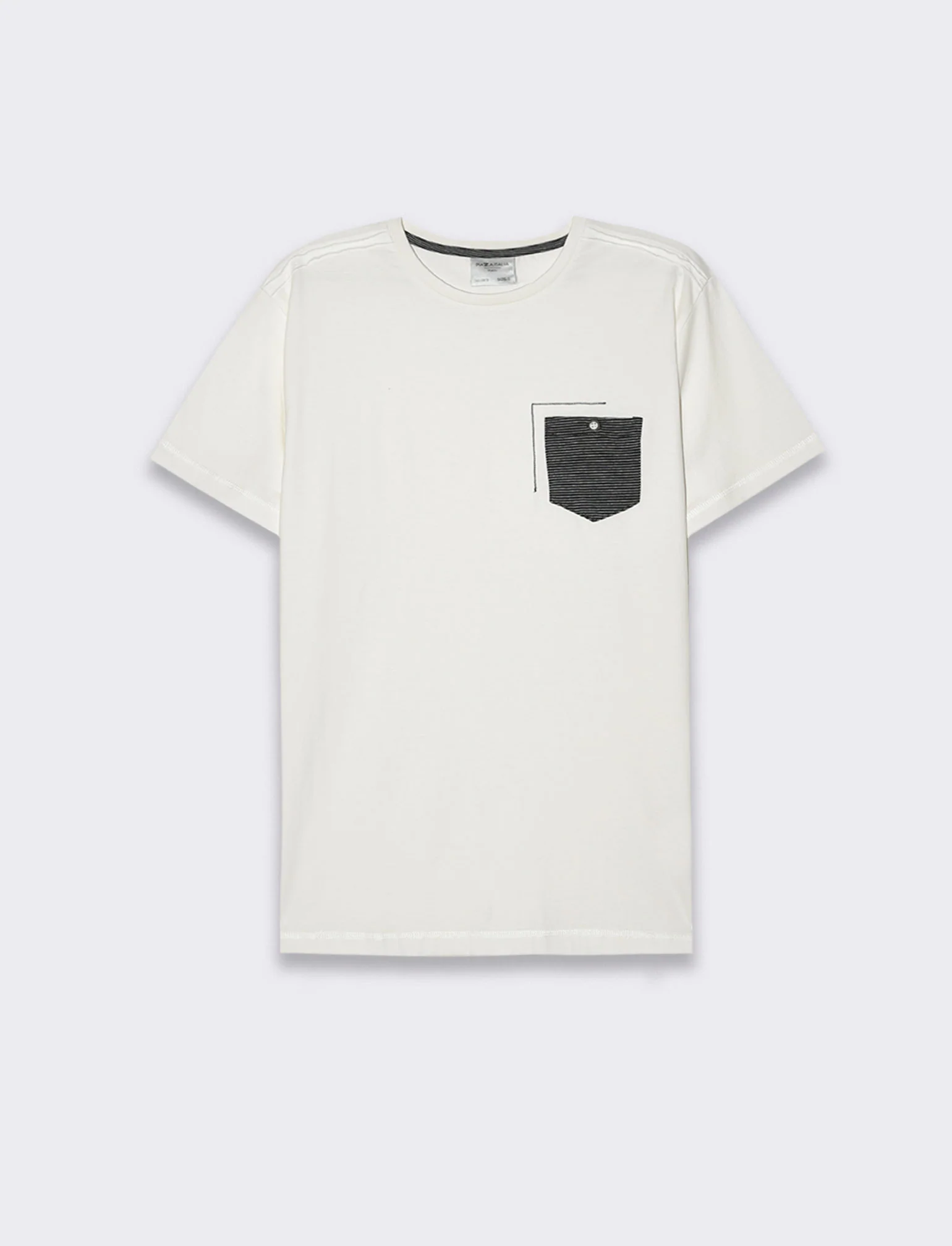 T-shirt con ricamo e taschino da uomo - Bianco