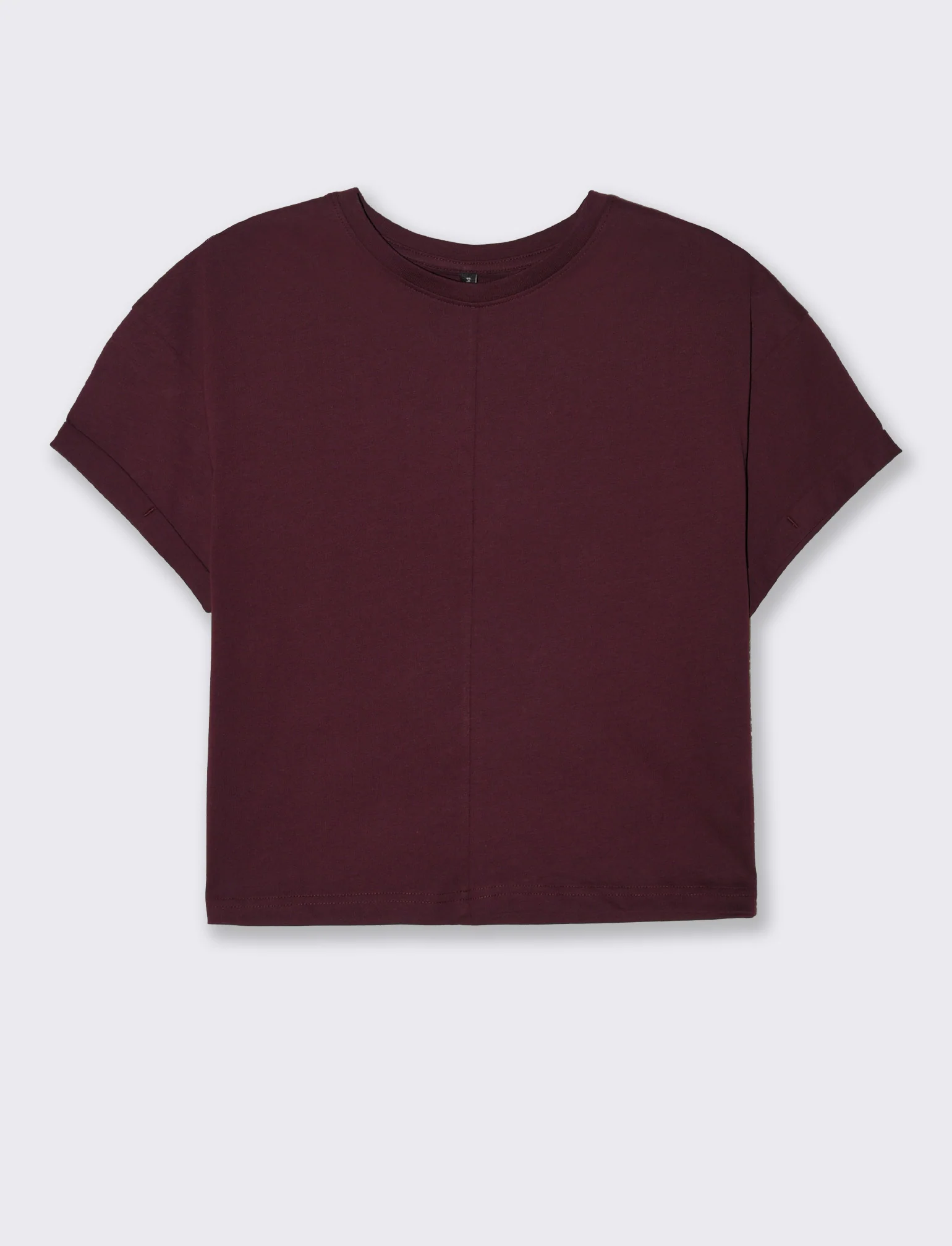 T-SHIRT CON RISVOLTO - Bordeaux - Image 2