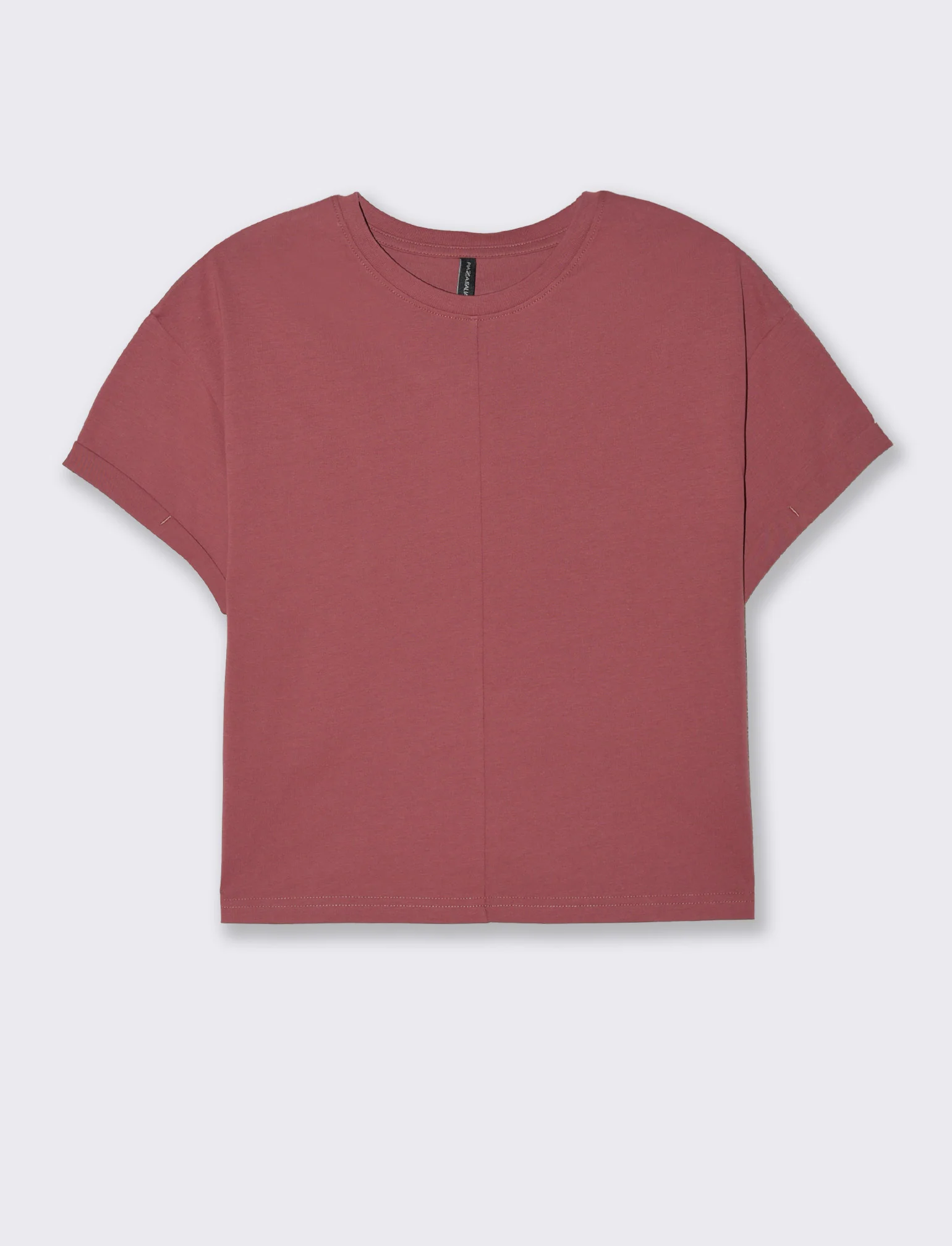 T-SHIRT CON RISVOLTO - Rosso mattone - Image 2