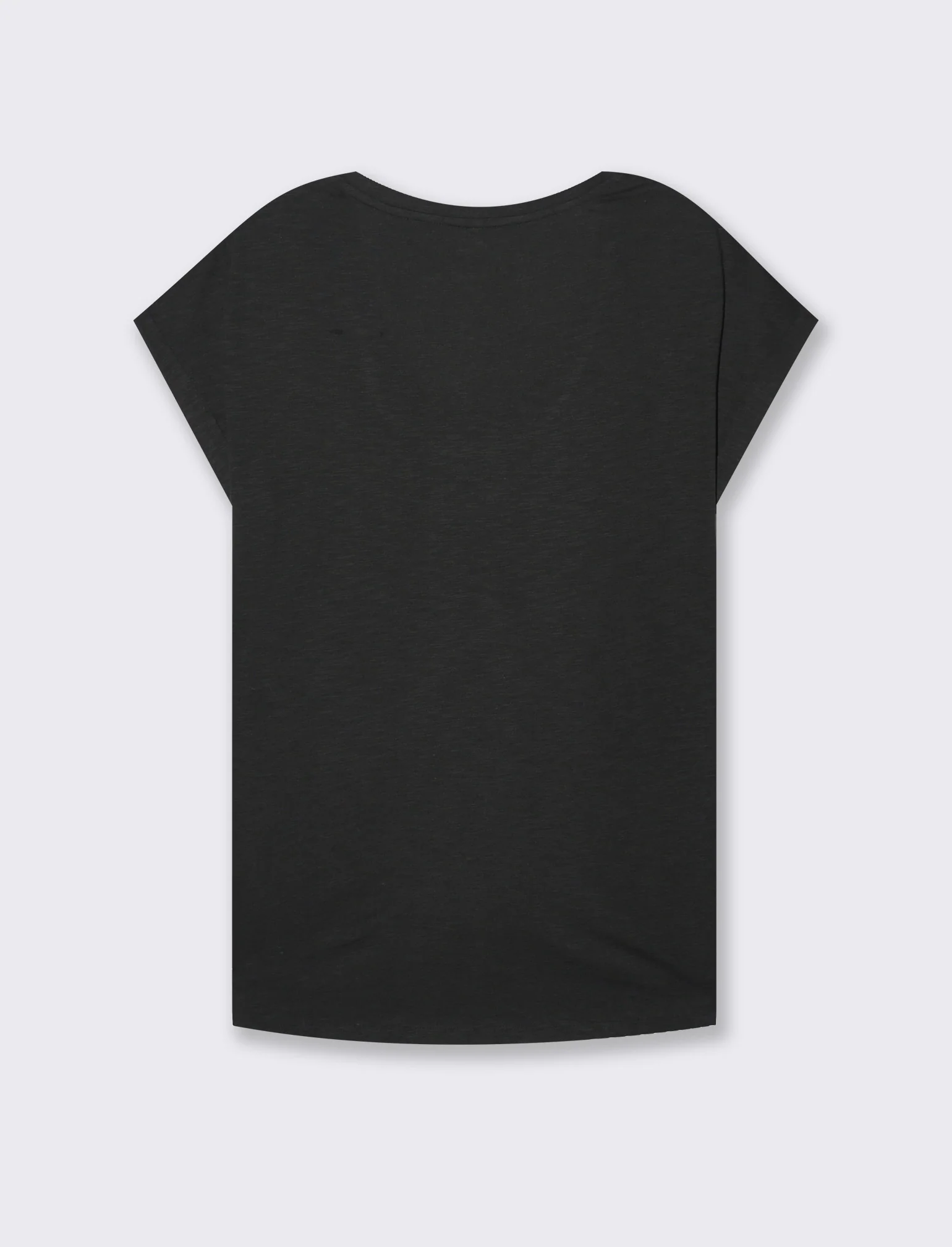 T-shirt con risvolto sulle maniche da donna - Nero - Image 2