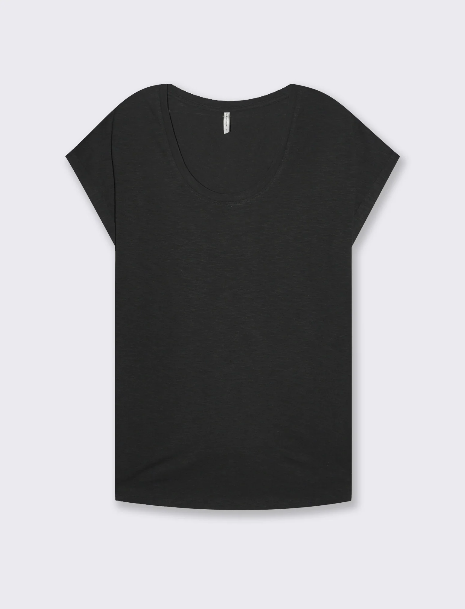 T-shirt con risvolto sulle maniche da donna - Nero - Image 4