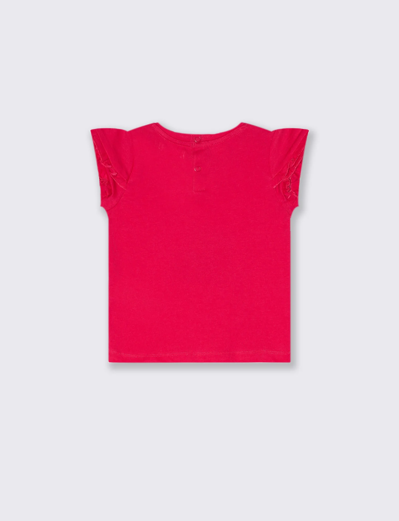 T-shirt con rouches alle maniche da neonata - Fuxia - Image 2