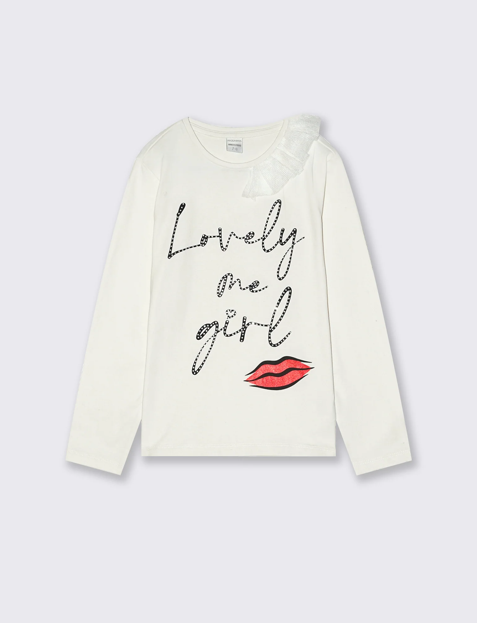 T-SHIRT  CON ROUCHES - Bianco latte