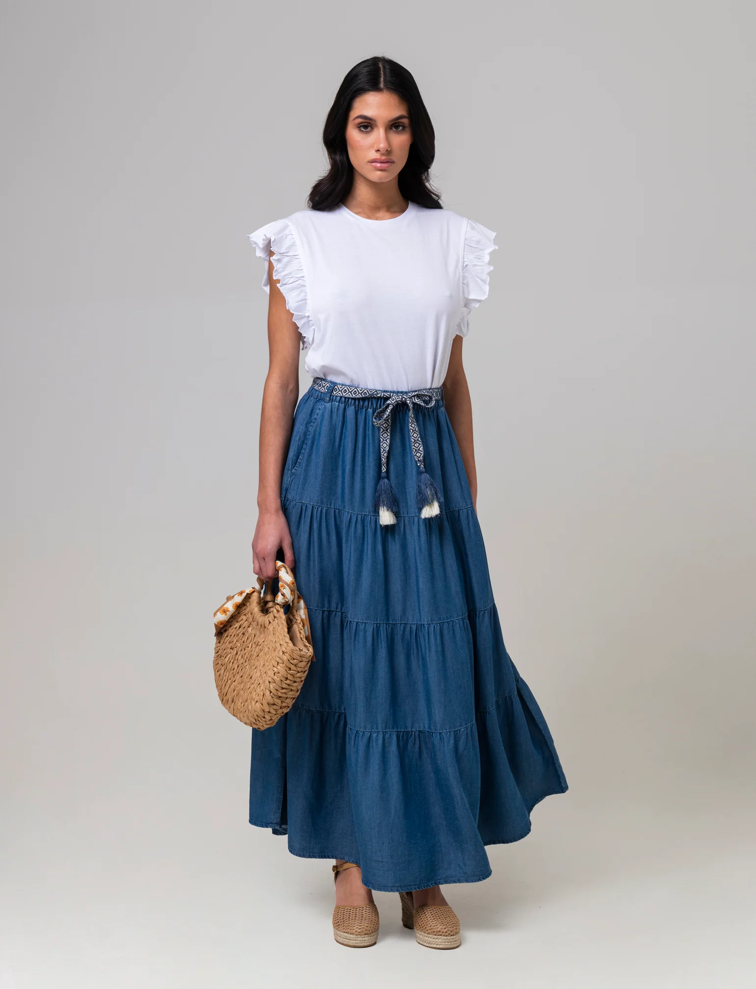 T-shirt con rouches da donna - Bianco - Image 3