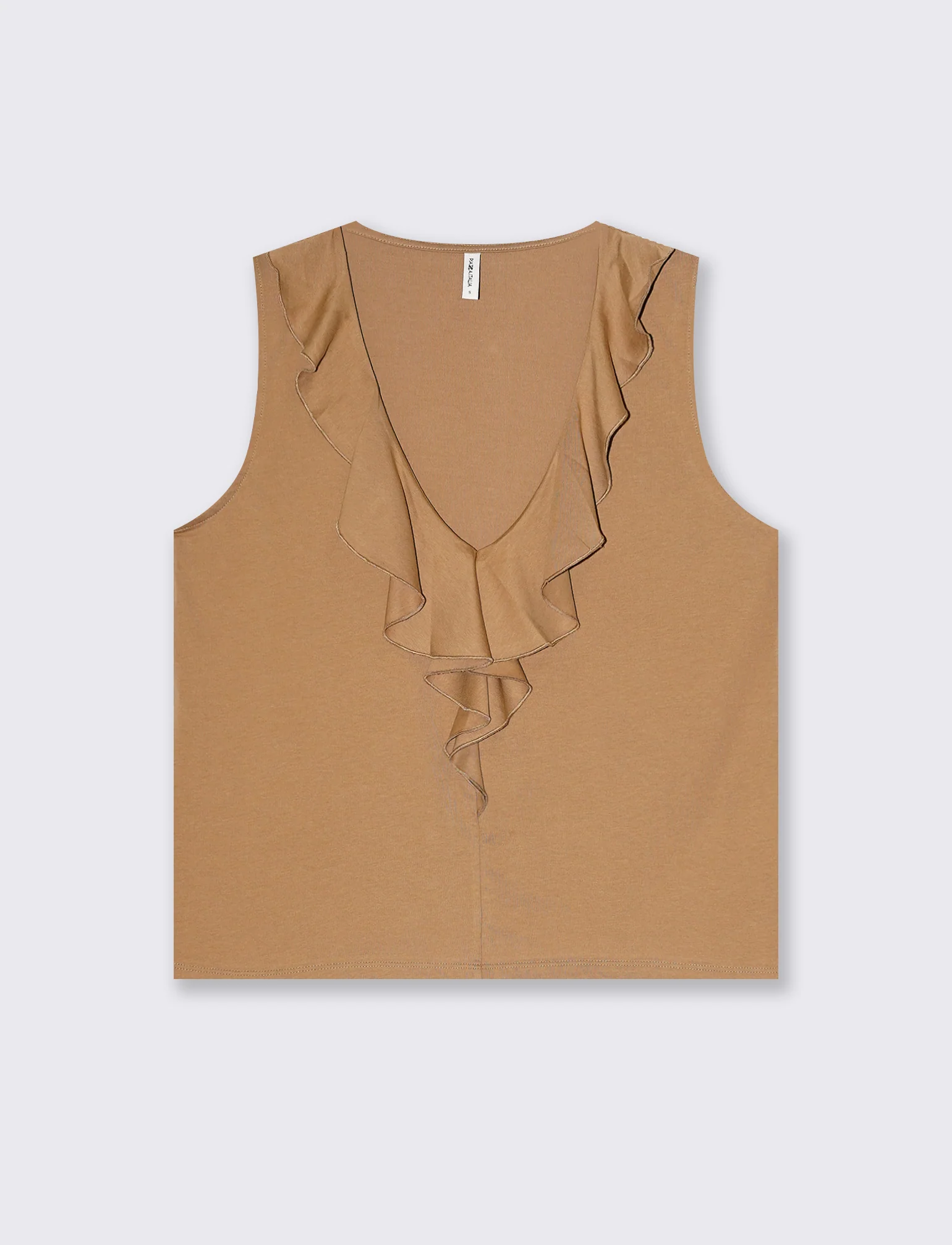 T-shirt con rouches da donna - Caramello - Image 4