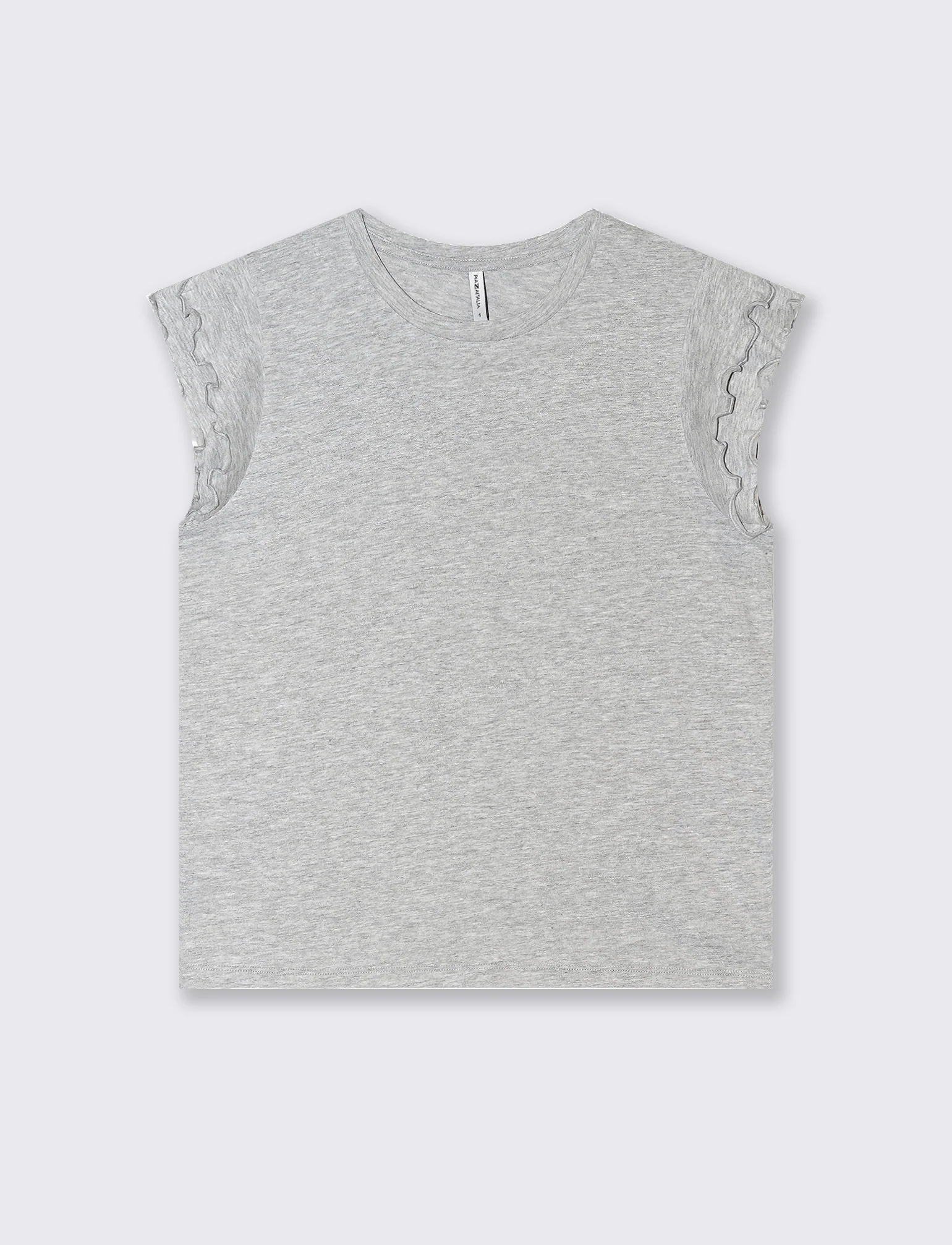 T-shirt con rouches da donna - Grigio melange - Image 4