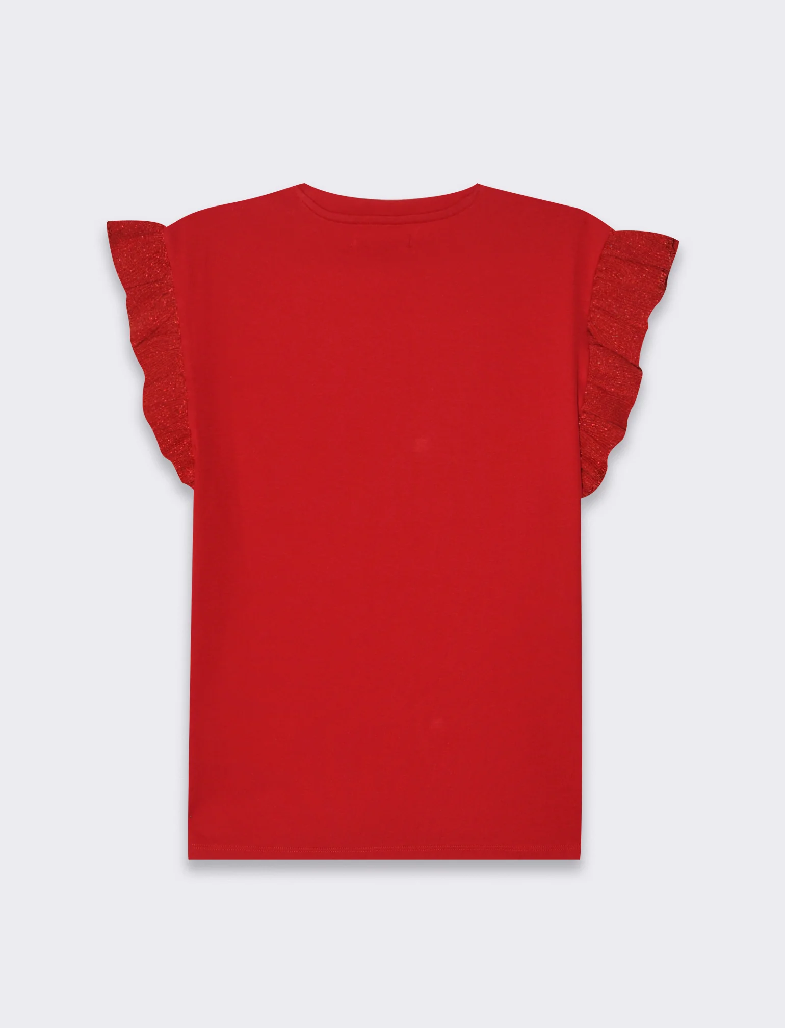T-shirt con rouches da donna - Rosso scarlatto - Image 2