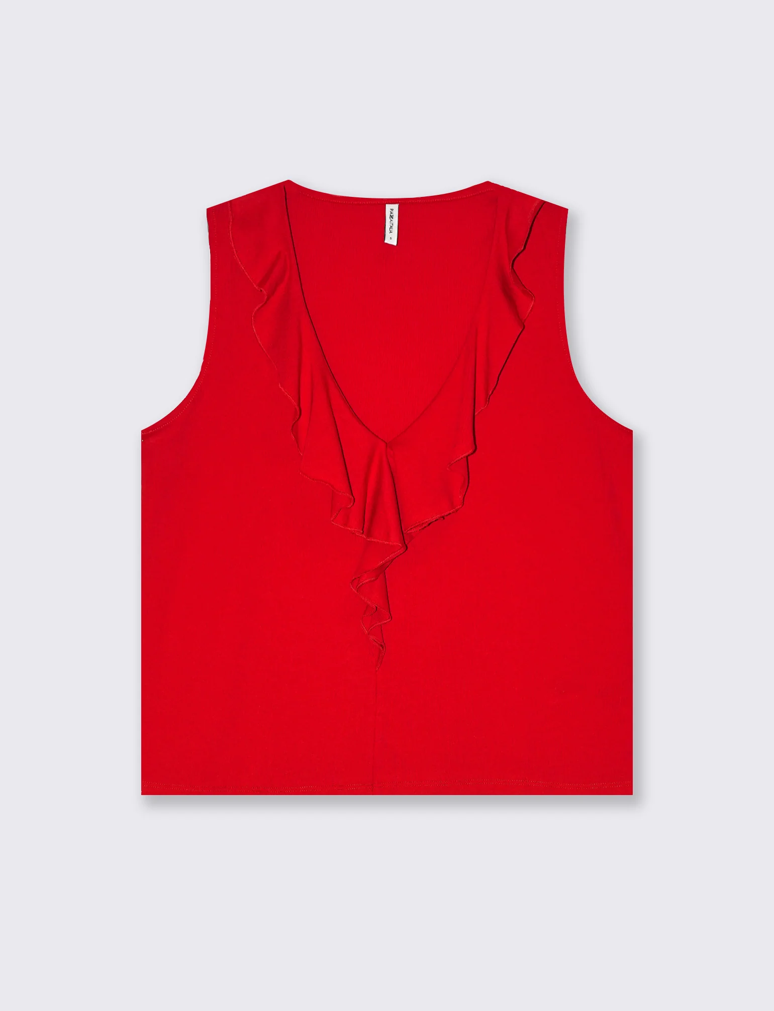 T-shirt con rouches da donna - Rosso scarlatto - Image 4