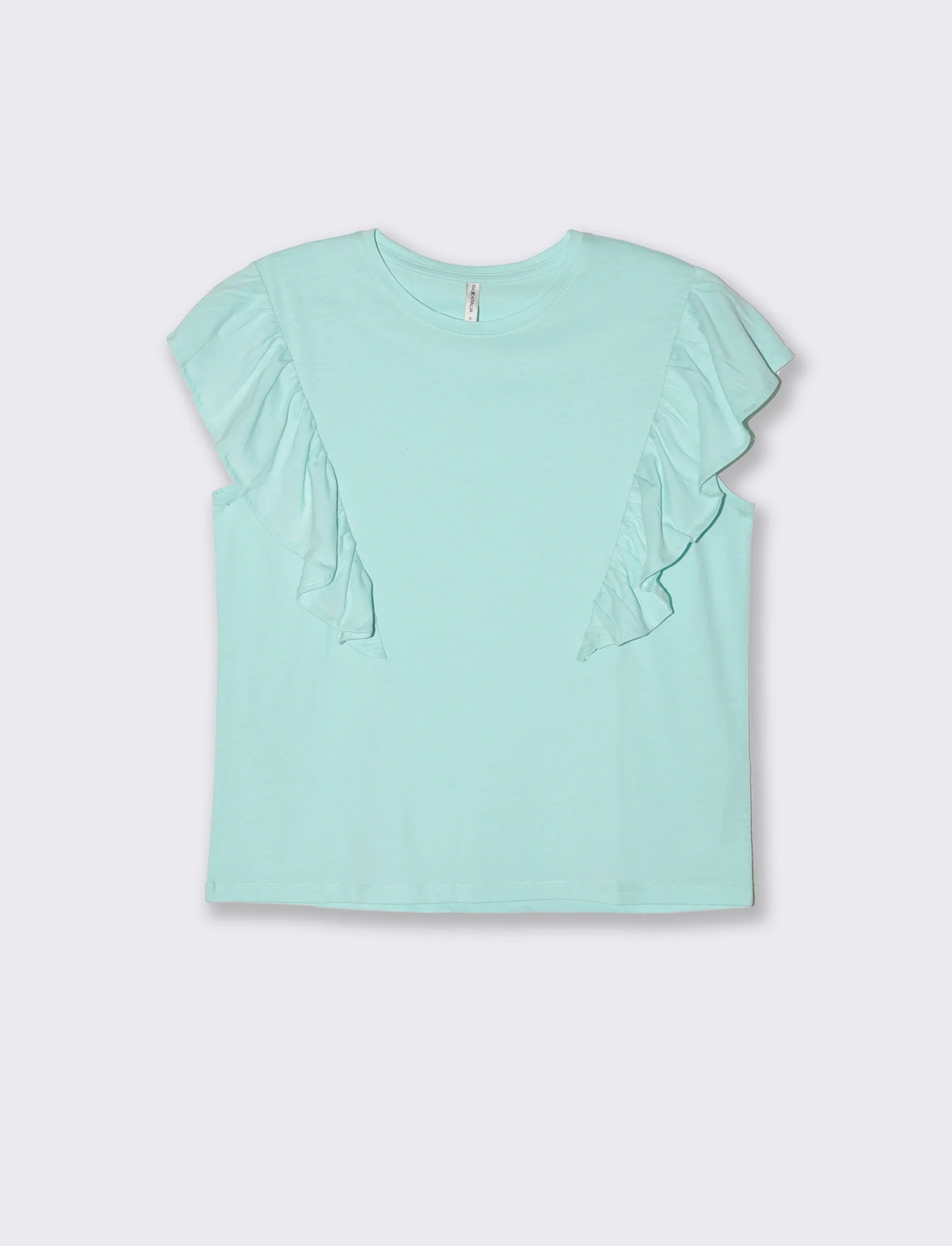 T-shirt con rouches da donna - Verde acqua