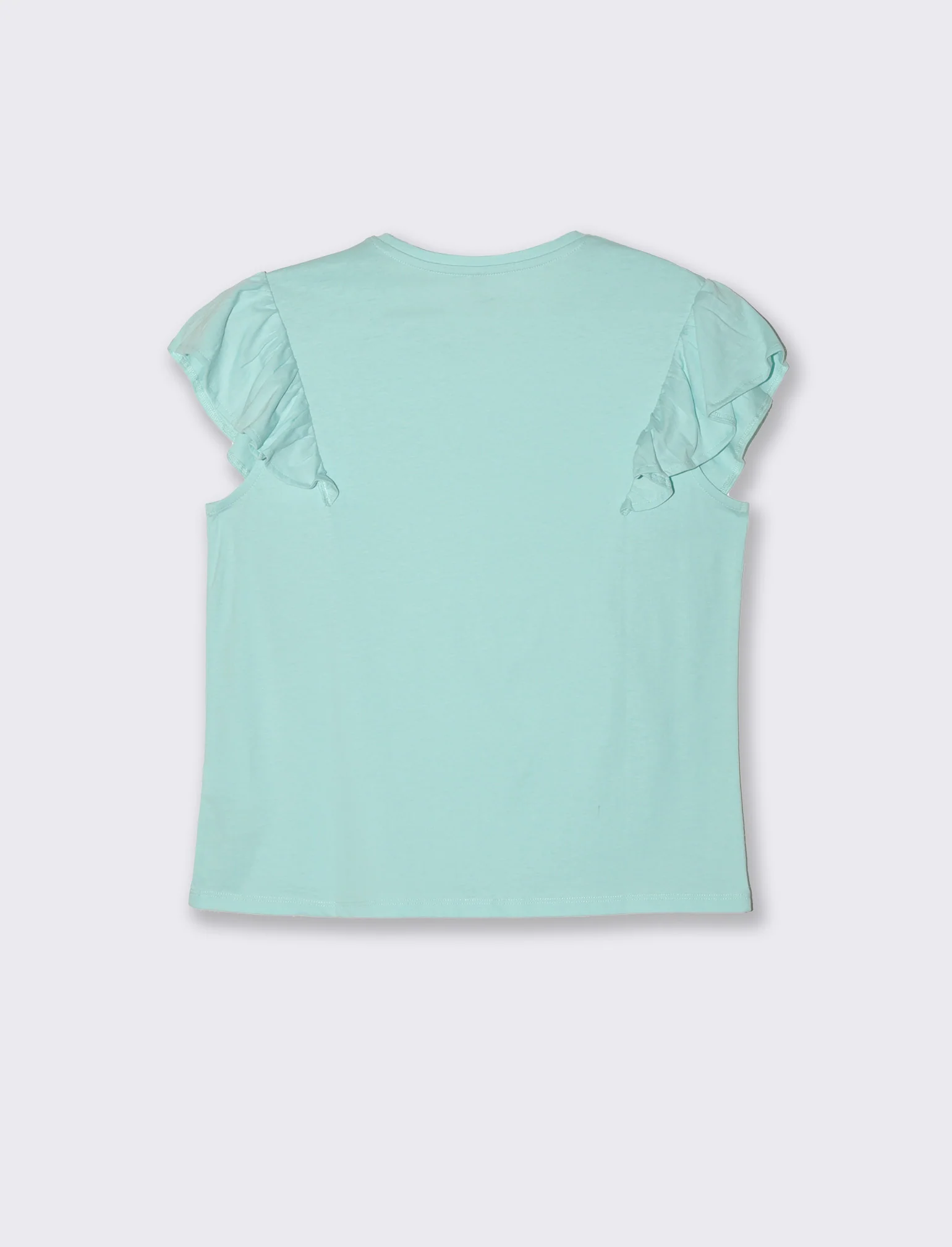 T-shirt con rouches da donna - Verde acqua - Image 2