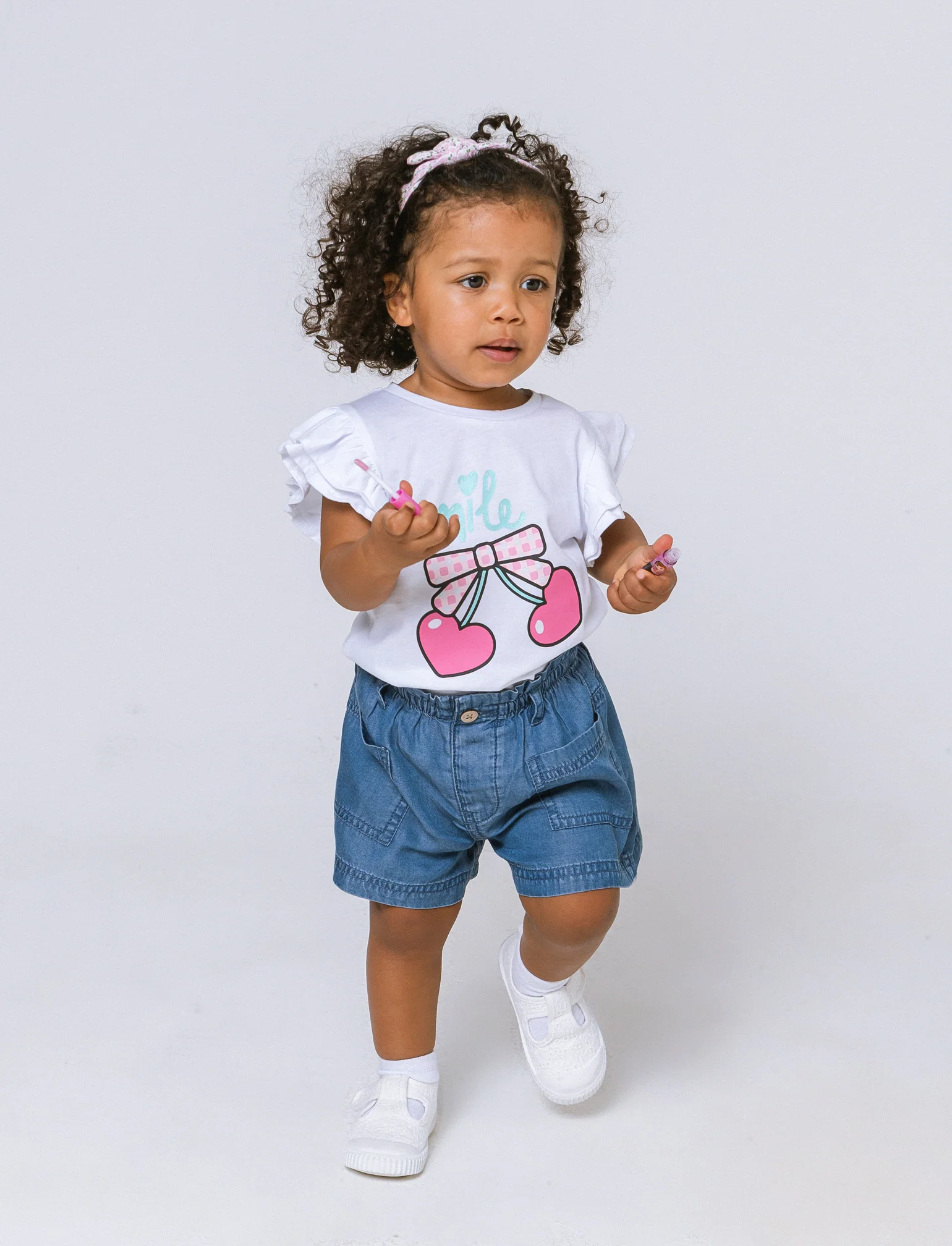 T-shirt con rouches. da neonata - Bianco