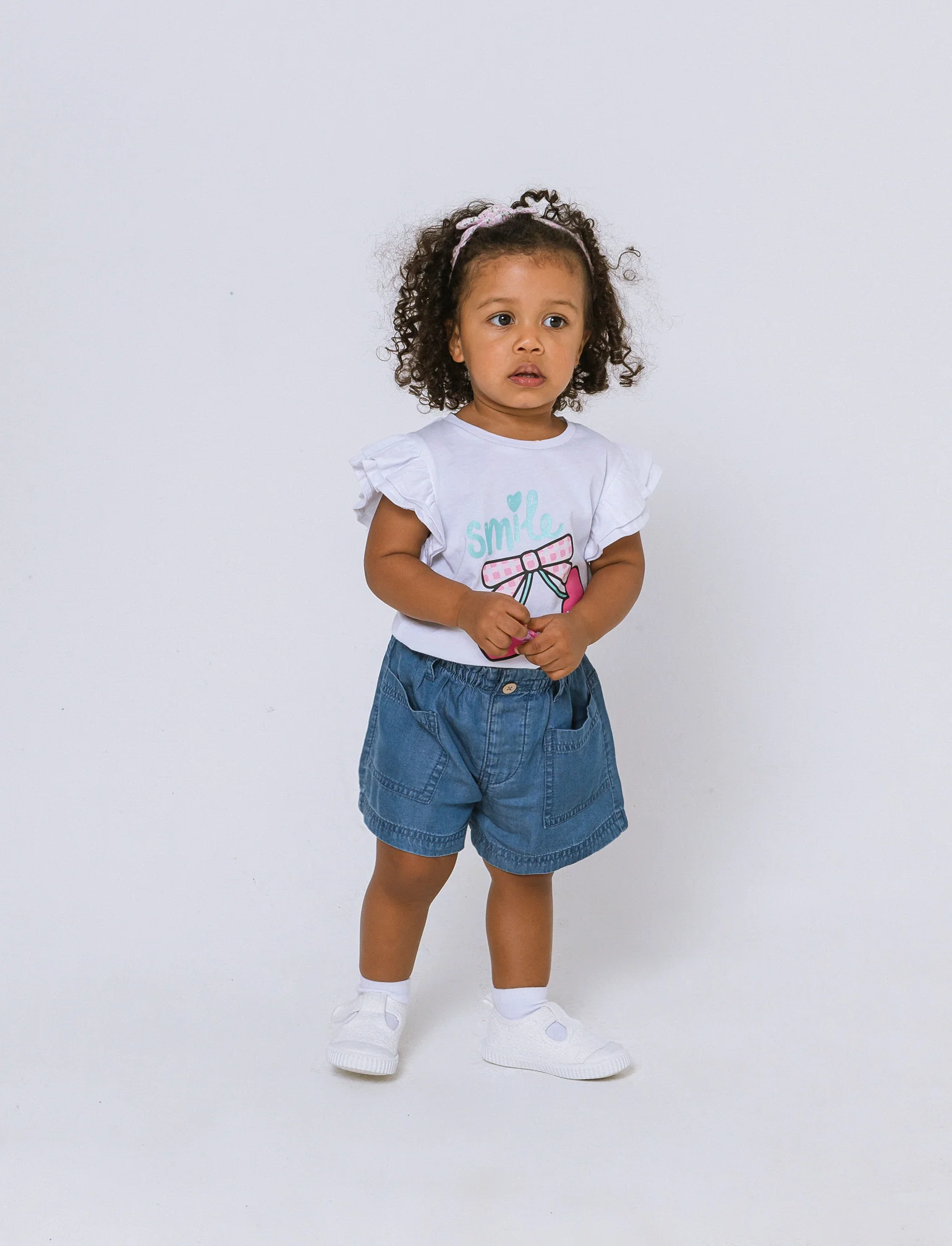 T-shirt con rouches. da neonata - Bianco - Image 2