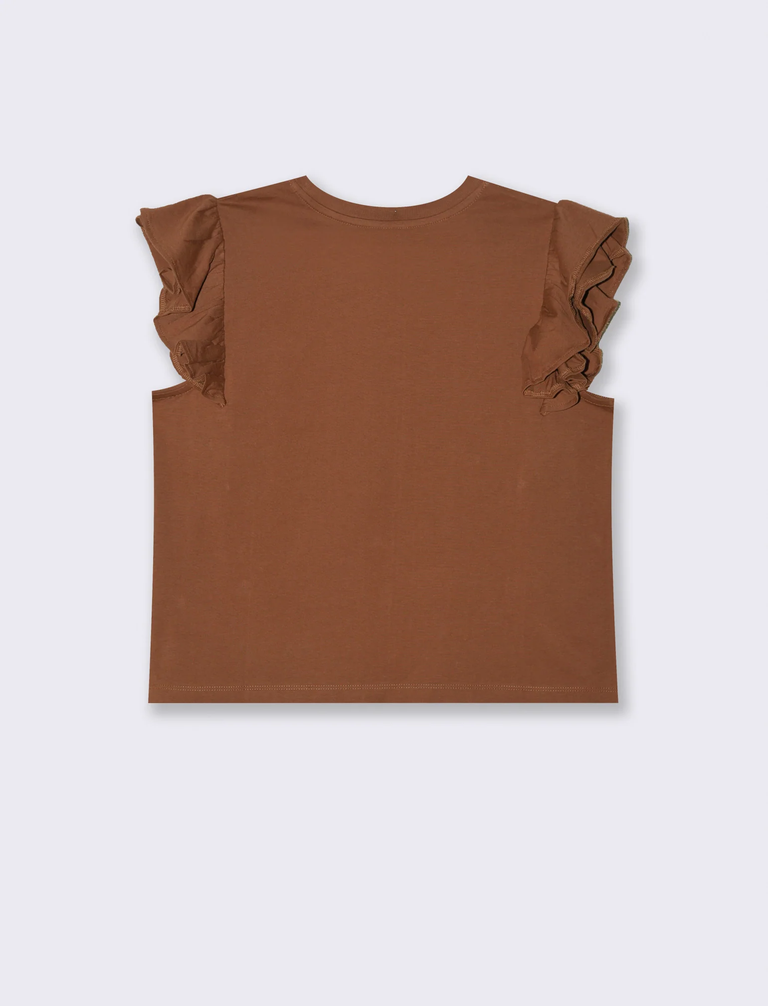 T-SHIRT CON ROUCHES - Marrone tabacco - Image 3