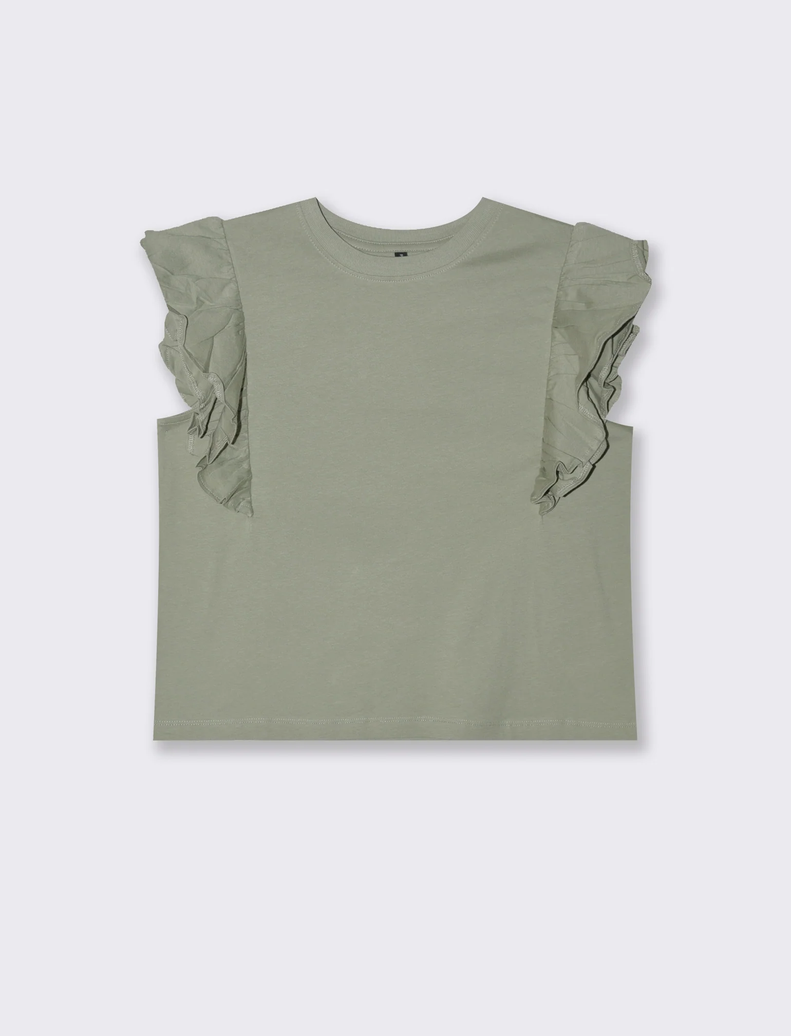 T-SHIRT CON ROUCHES - Verde foresta - Image 2