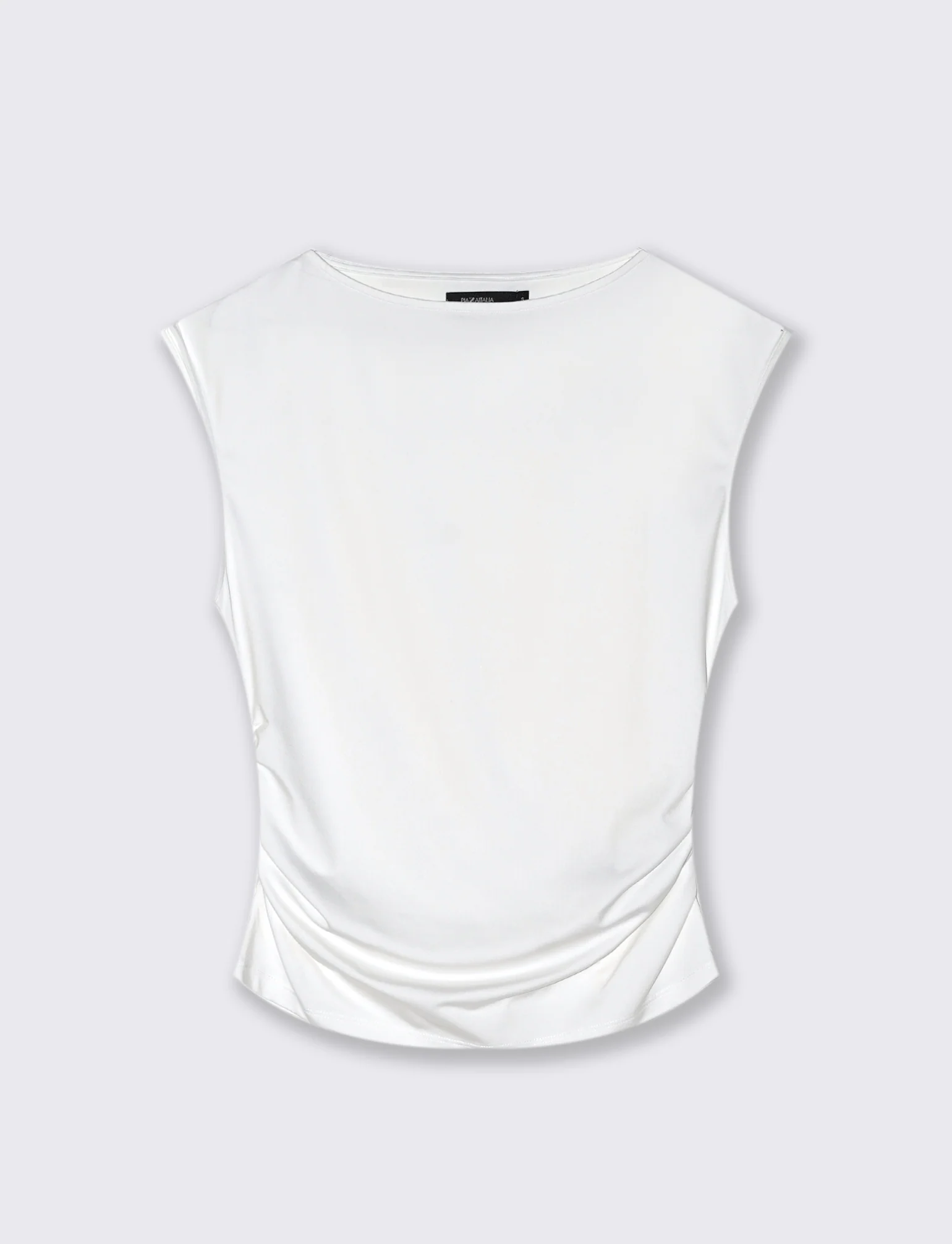 T-SHIRT CON SCOLLO A BARCA - Bianco latte