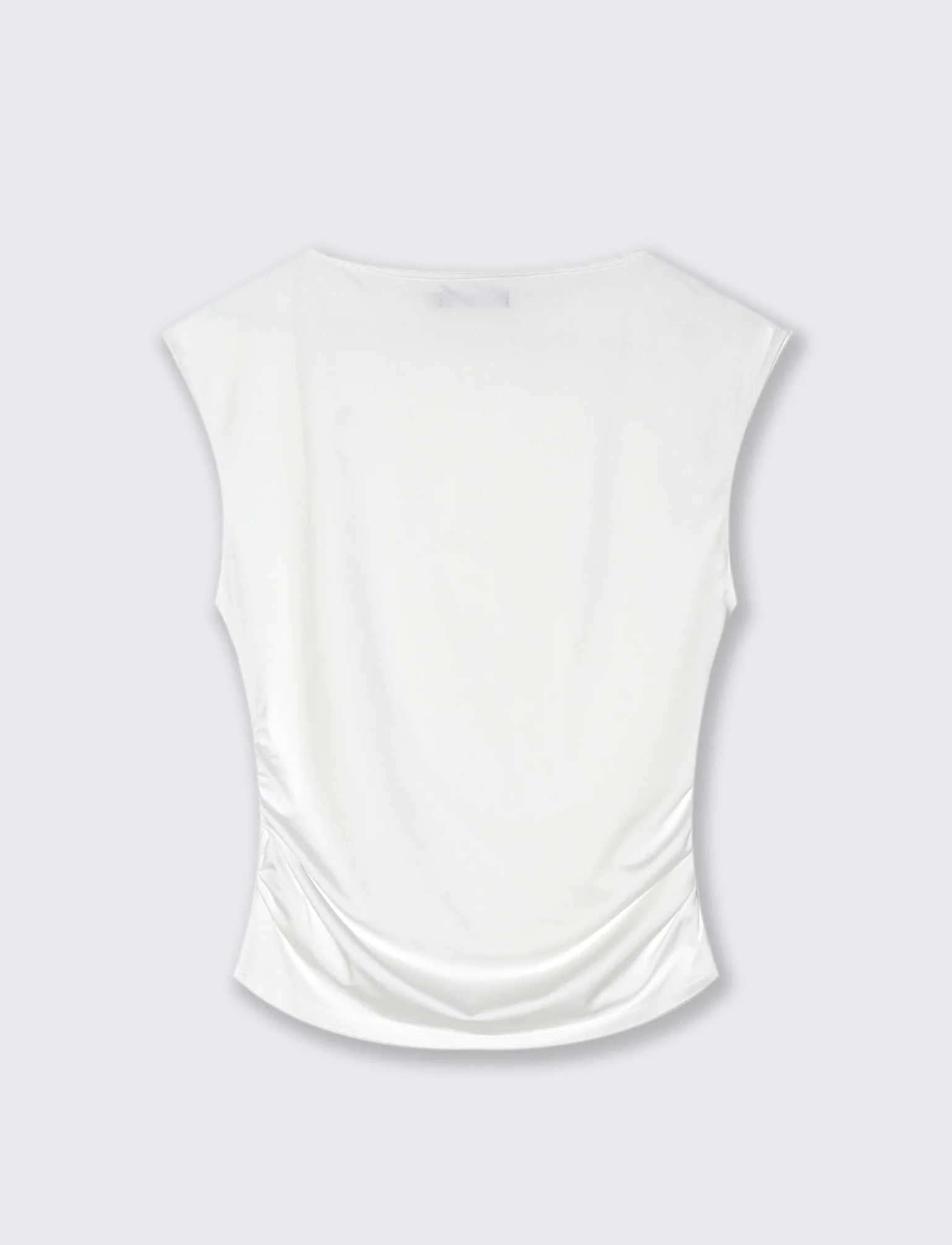 T-SHIRT CON SCOLLO A BARCA - Bianco latte - Image 2