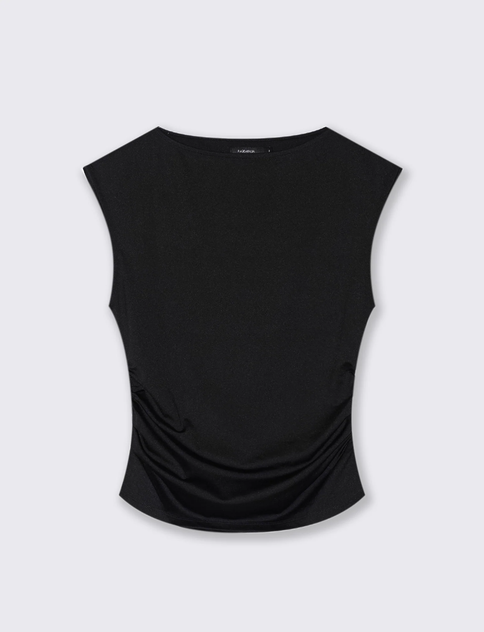 T-SHIRT CON SCOLLO A BARCA - Nero