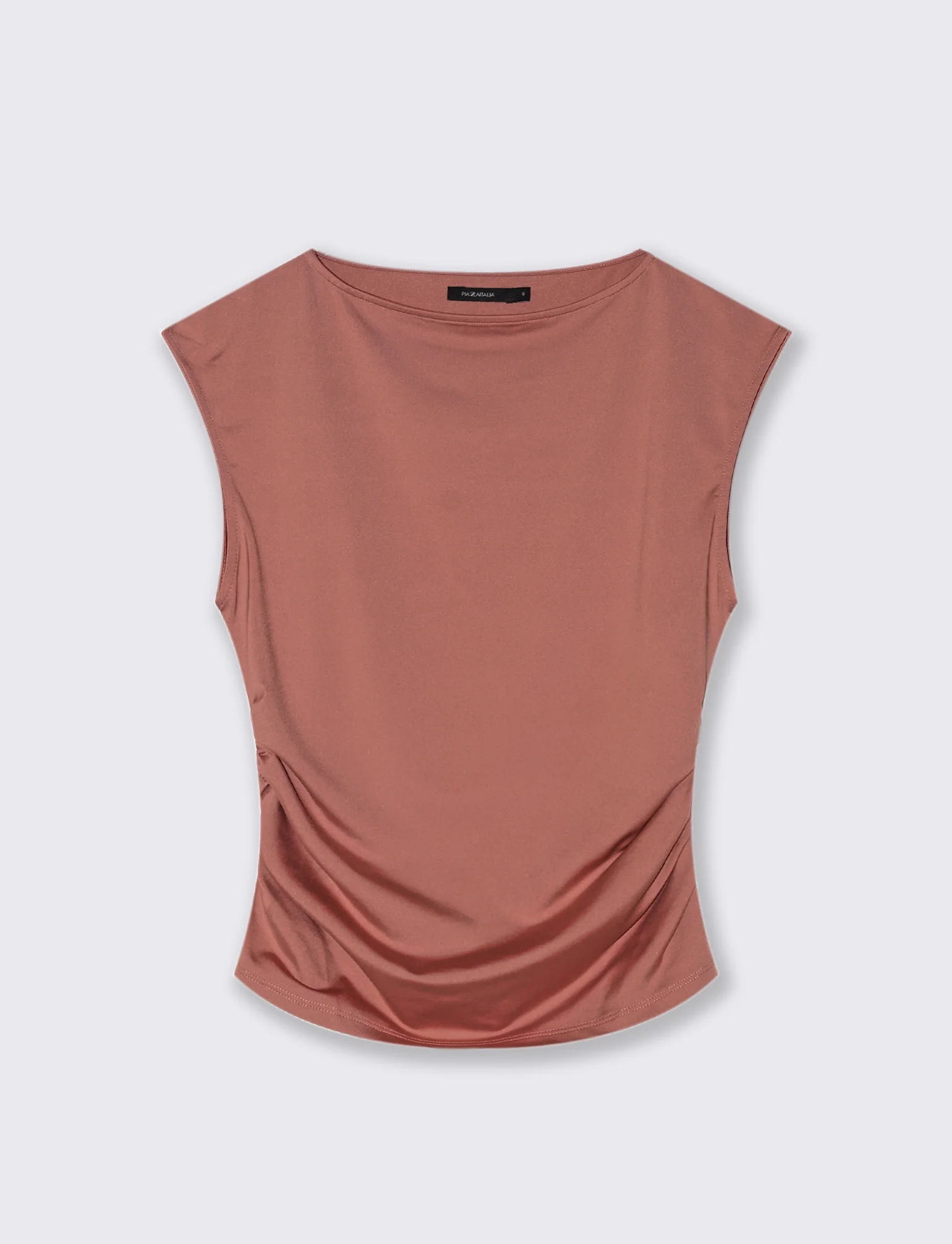 T-SHIRT CON SCOLLO A BARCA - Rosa polvere