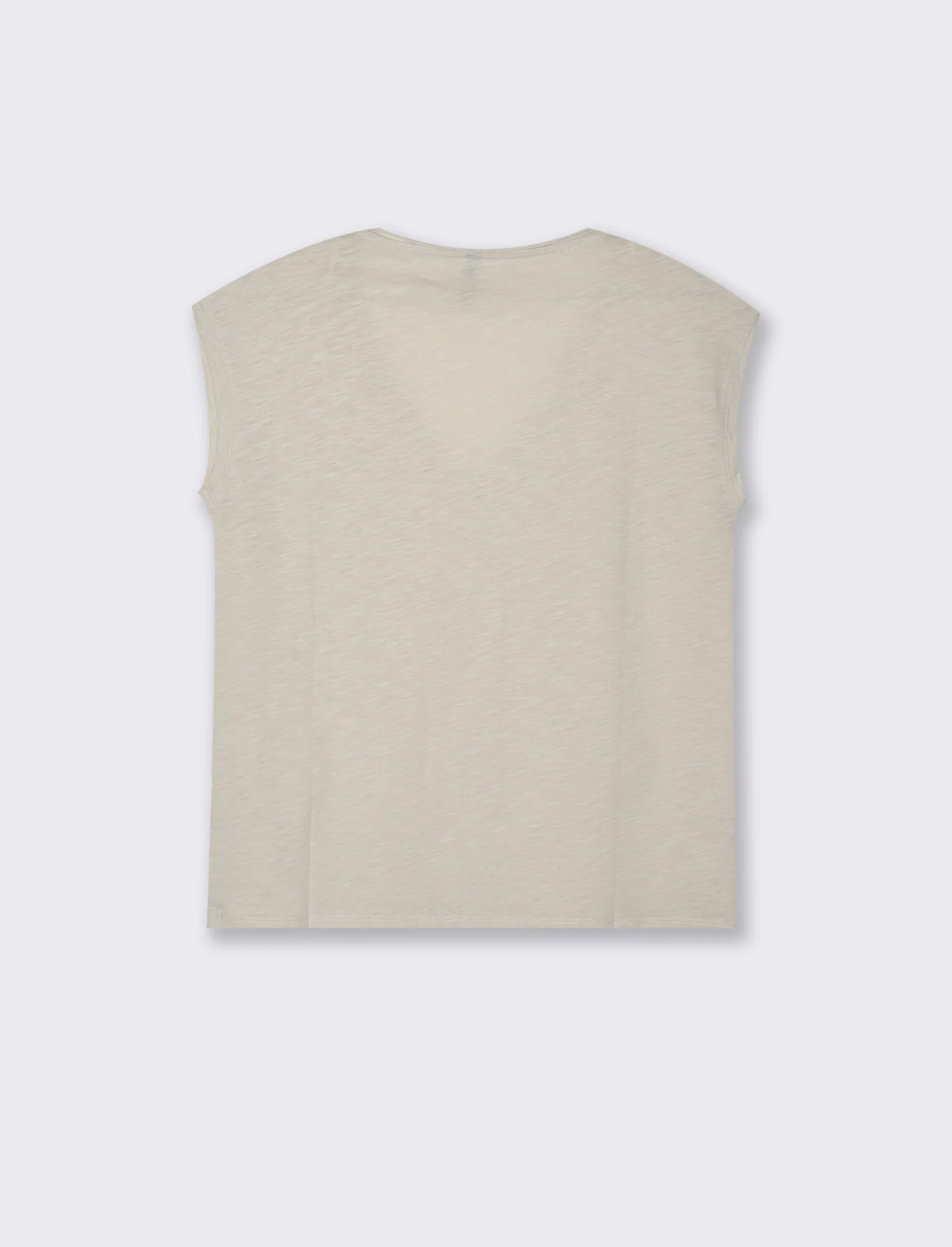T-SHIRT CON SCOLLO A V - Bianco gesso - Image 3