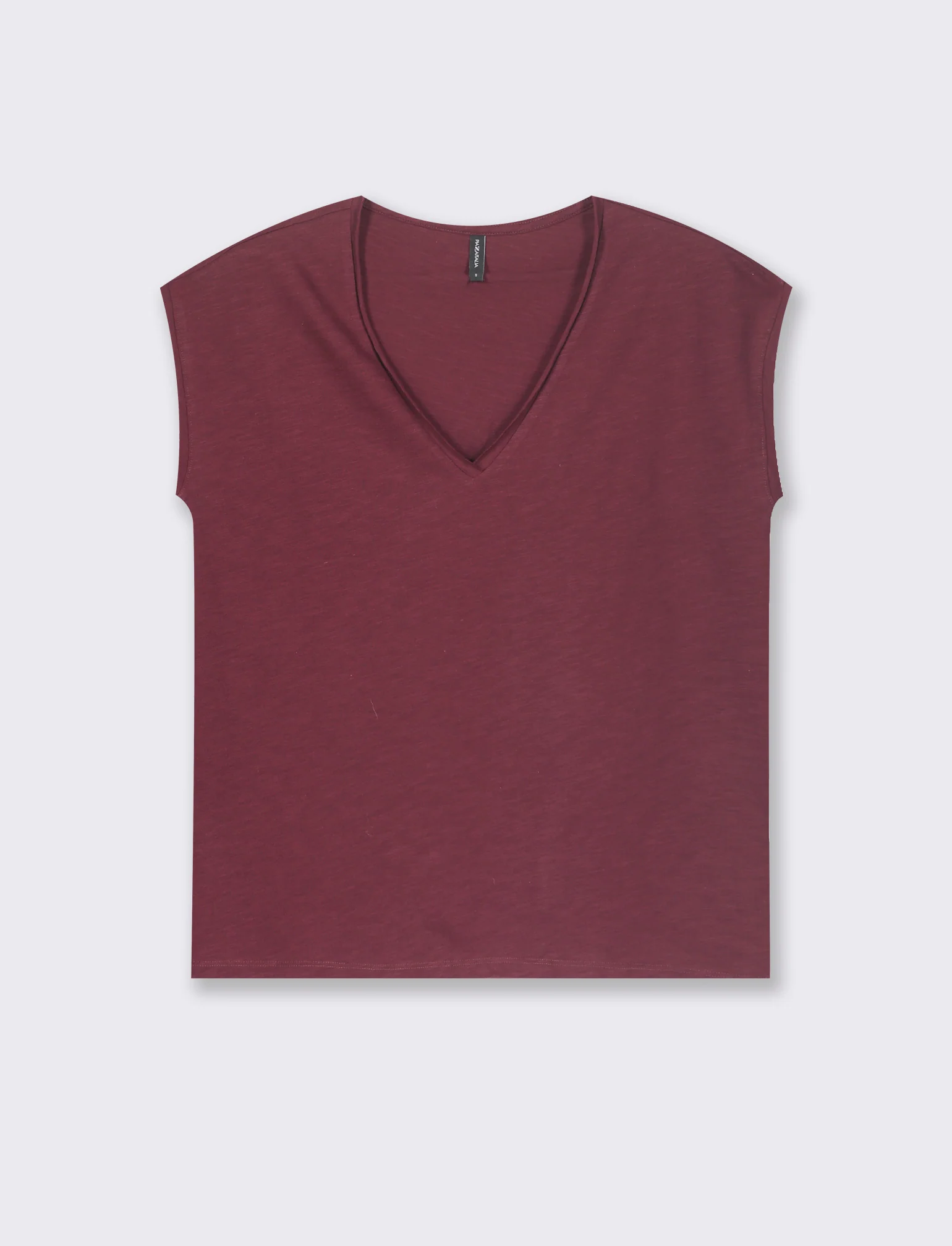 T-SHIRT CON SCOLLO A V - Bordeaux - Image 2