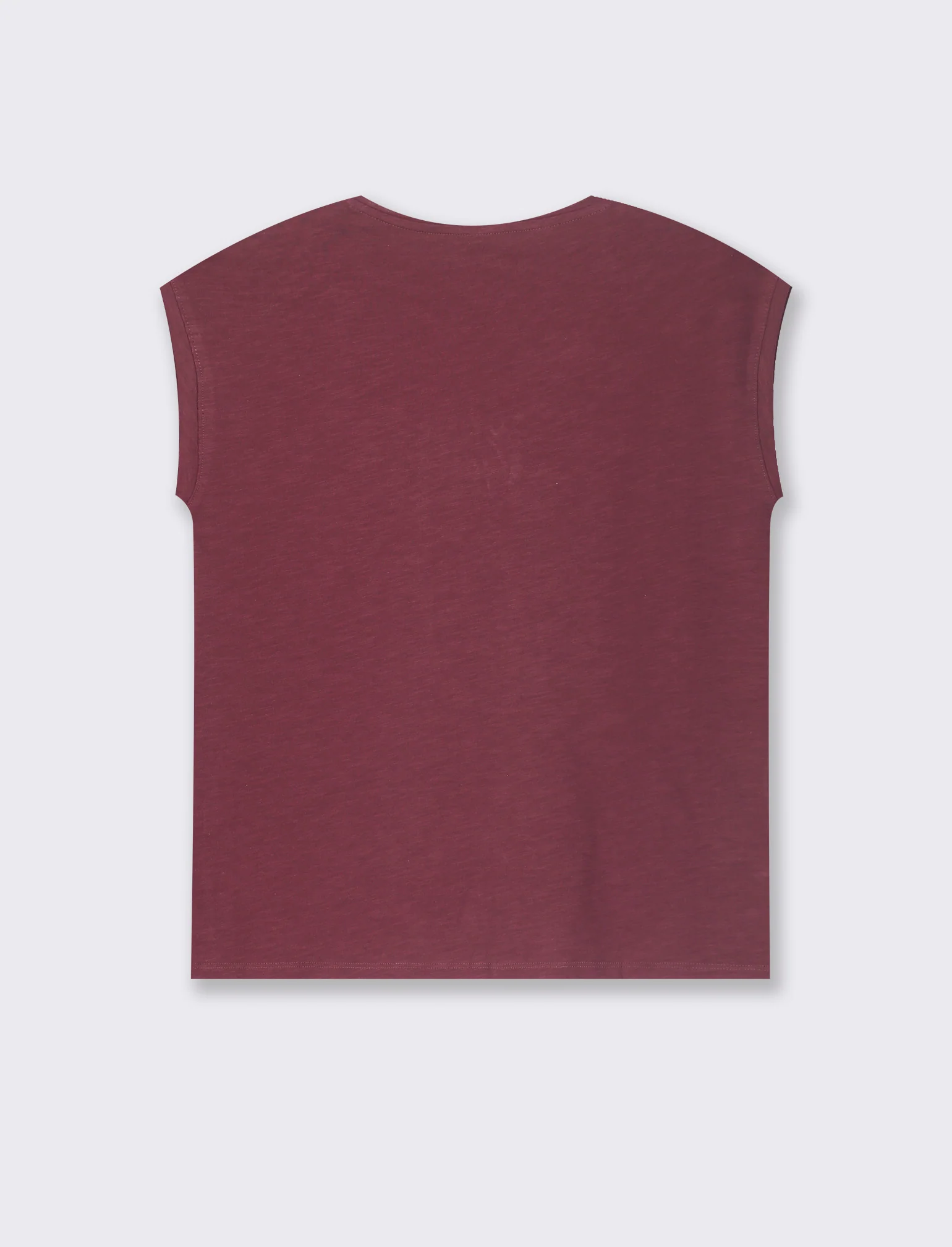 T-SHIRT CON SCOLLO A V - Bordeaux - Image 3