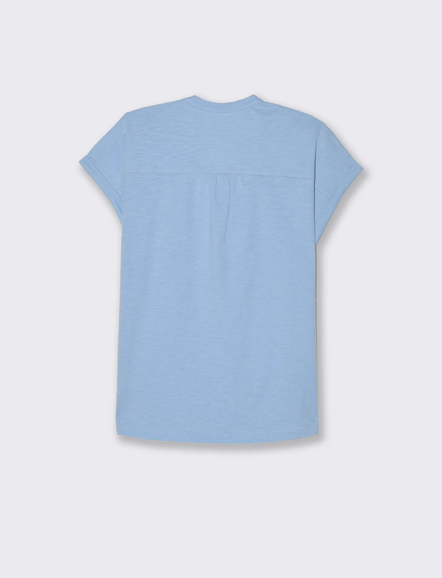 T-shirt con scollo a v da donna - Blu chiaro - Image 2