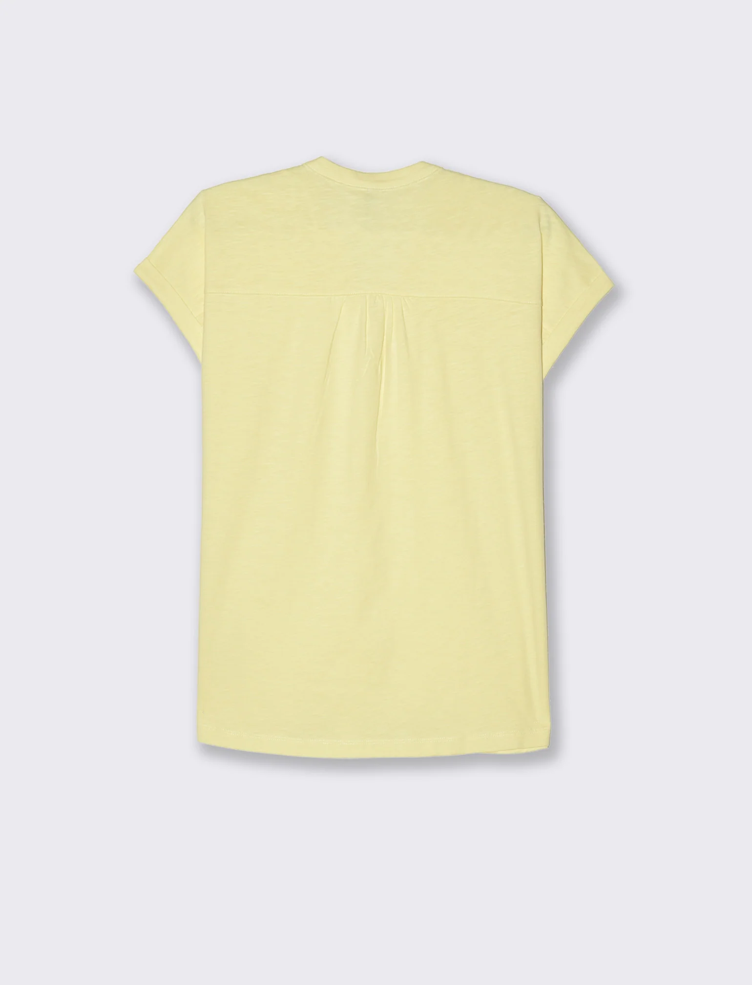 T-shirt con scollo a v da donna - Giallo pastello - Image 2