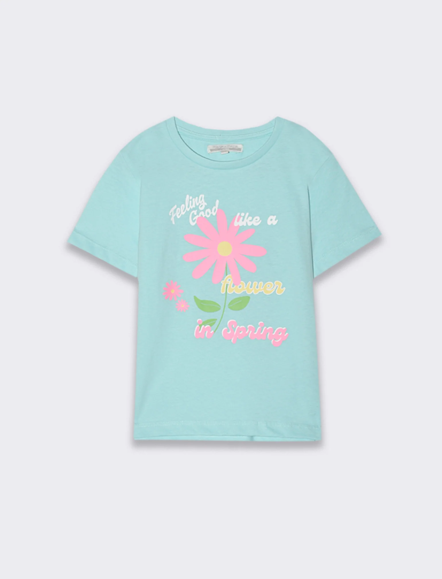 T-shirt con stampa colorata da bambina - Verde acqua