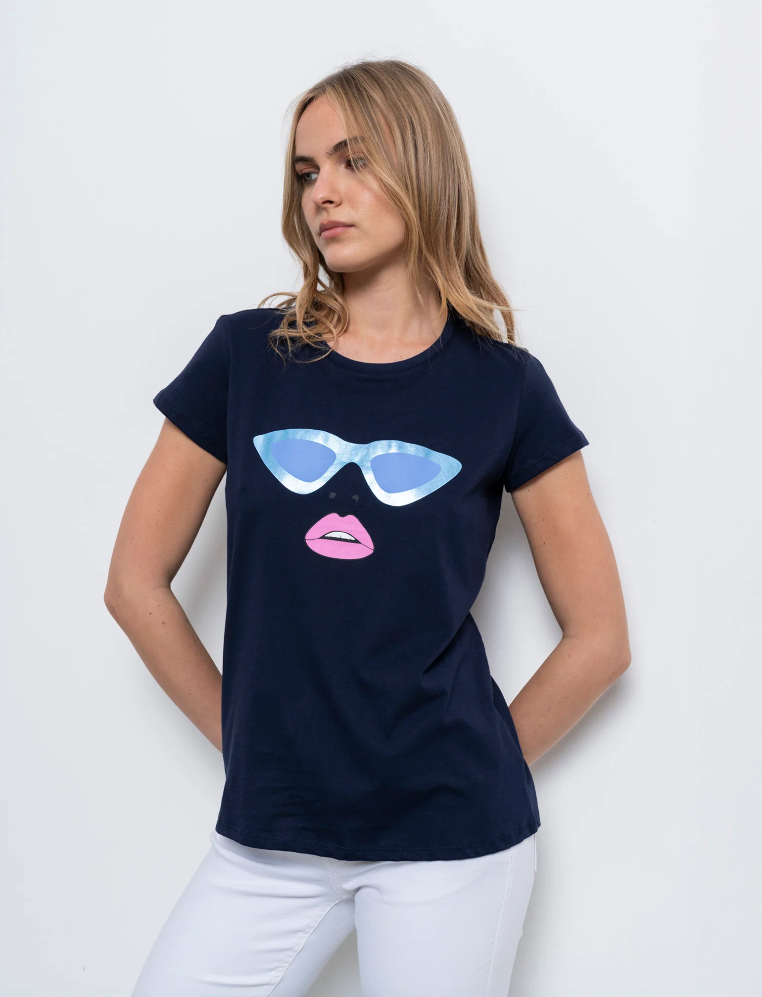 T-shirt con stampa da donna - Blu - Image 3