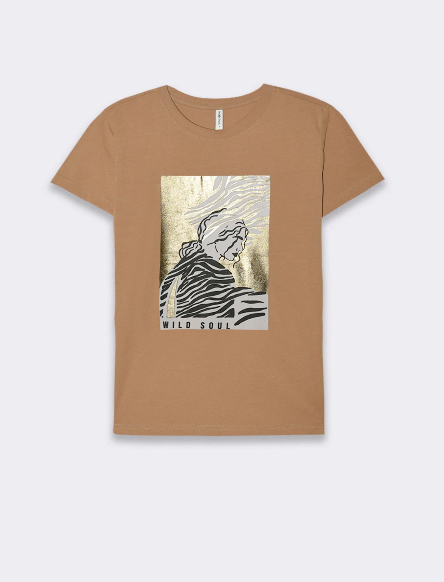 T-shirt con stampa da donna - Caramello