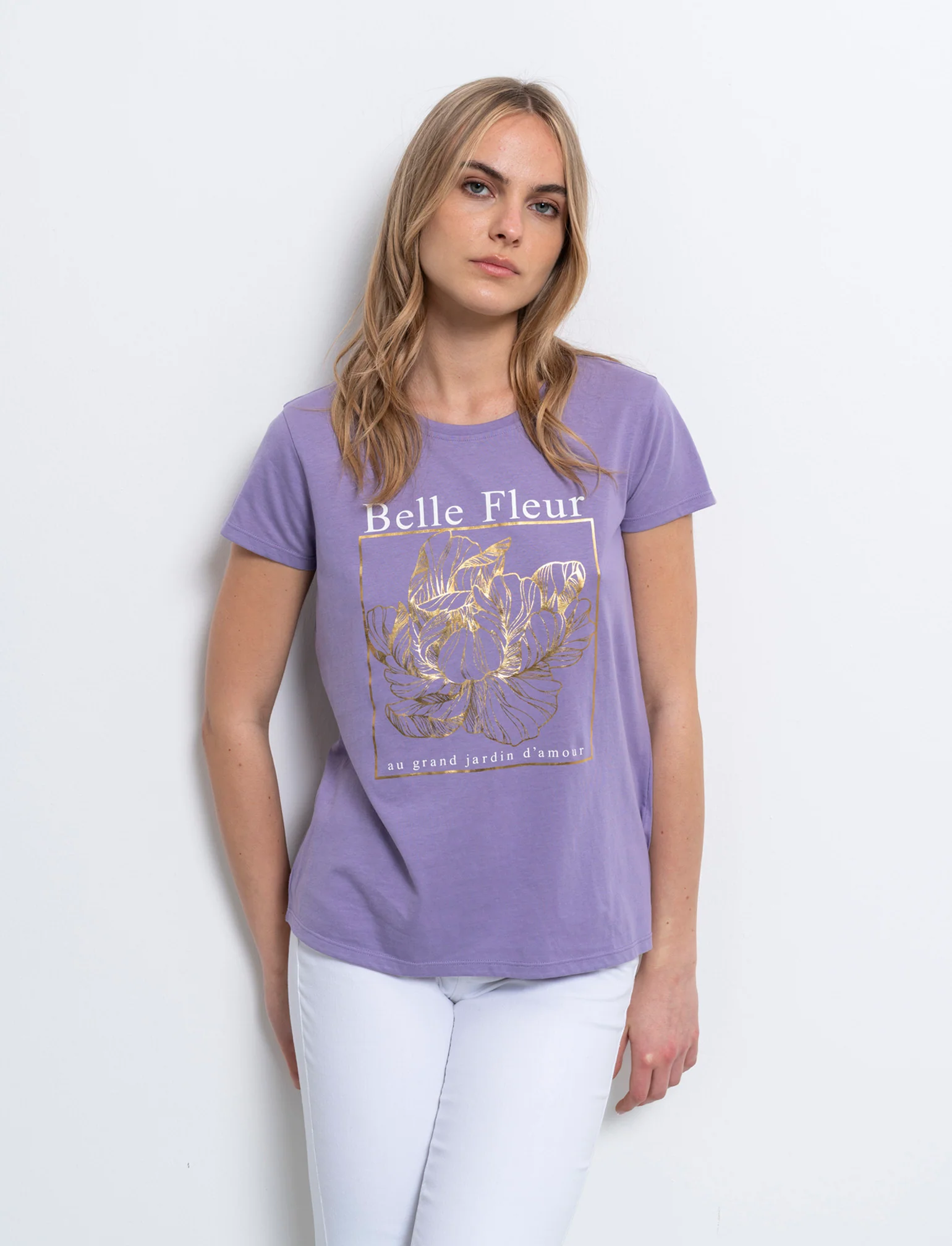 T-shirt con stampa da donna - Lilla pervinca - Image 3