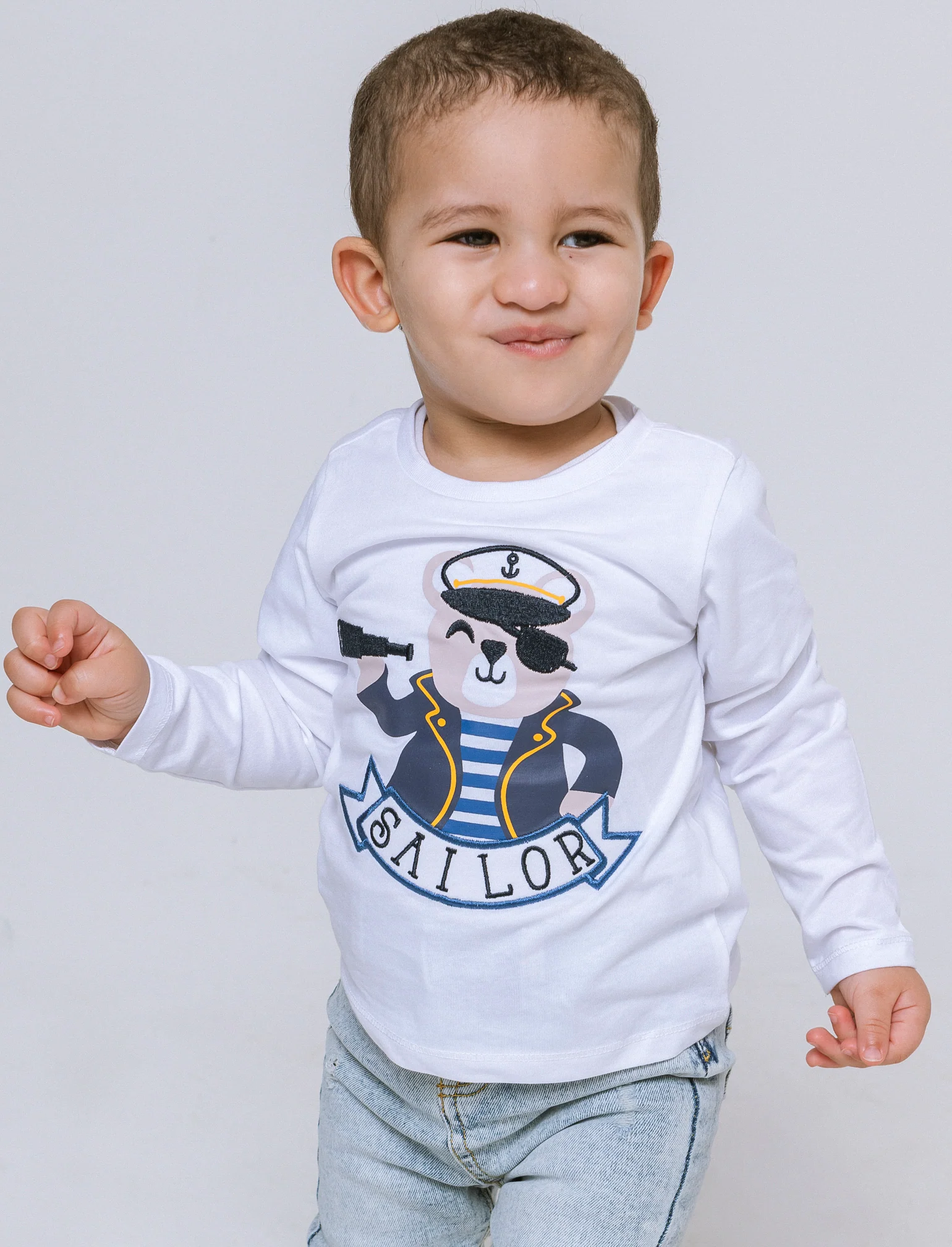 T-shirt con stampa e applicazioni da neonato - Bianco