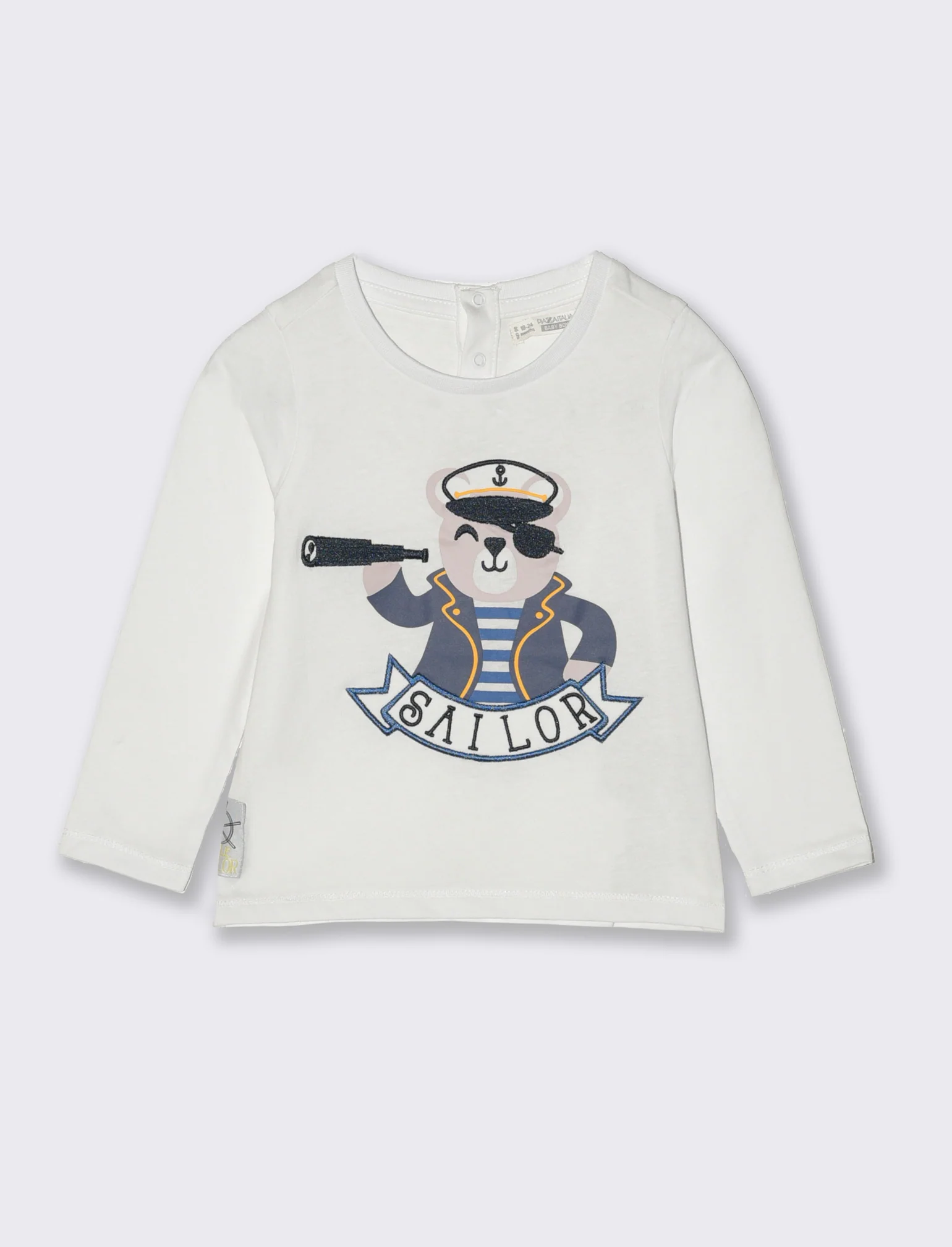T-shirt con stampa e applicazioni da neonato - Bianco - Image 3