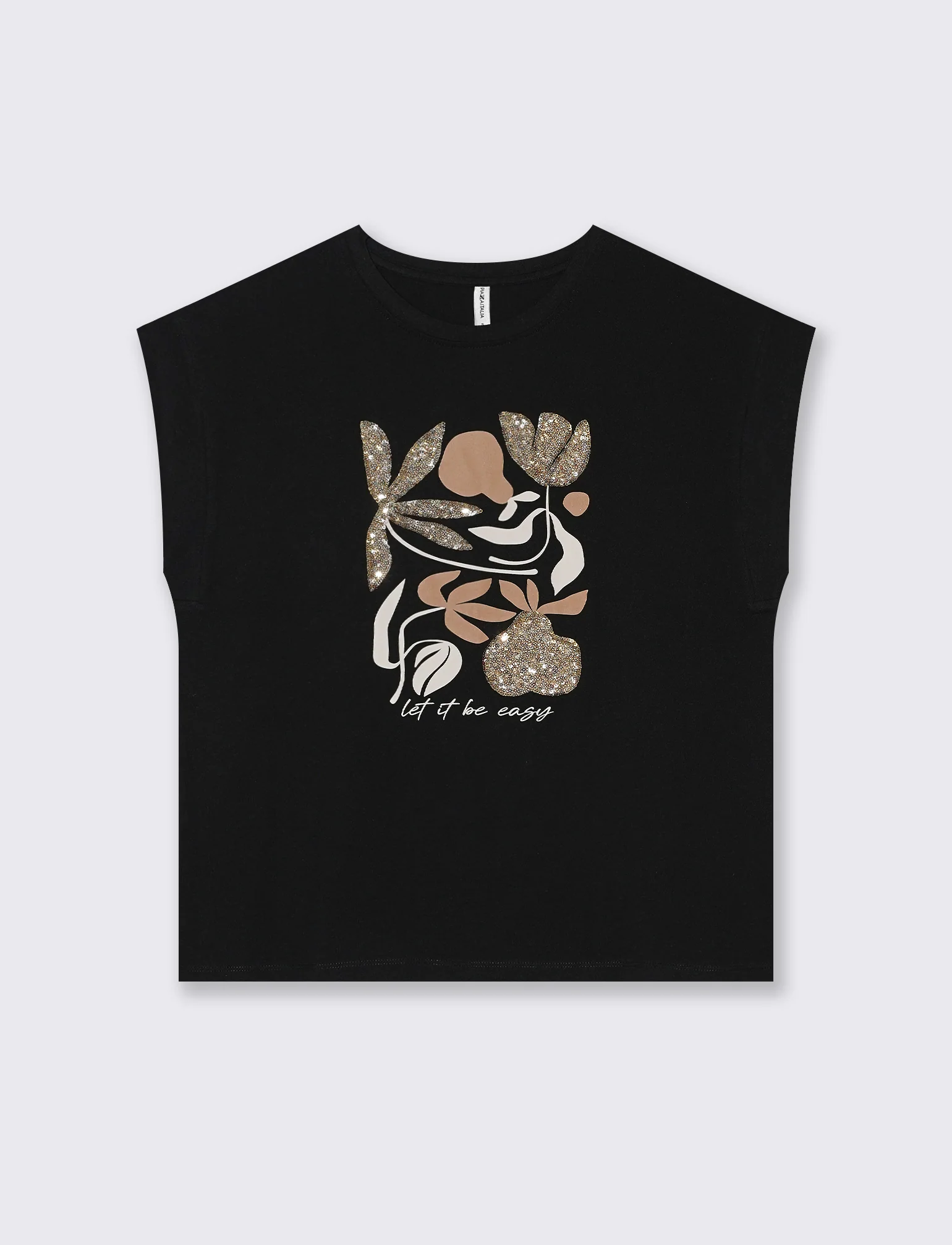 T-shirt con stampa e paillettes da donna - var 2