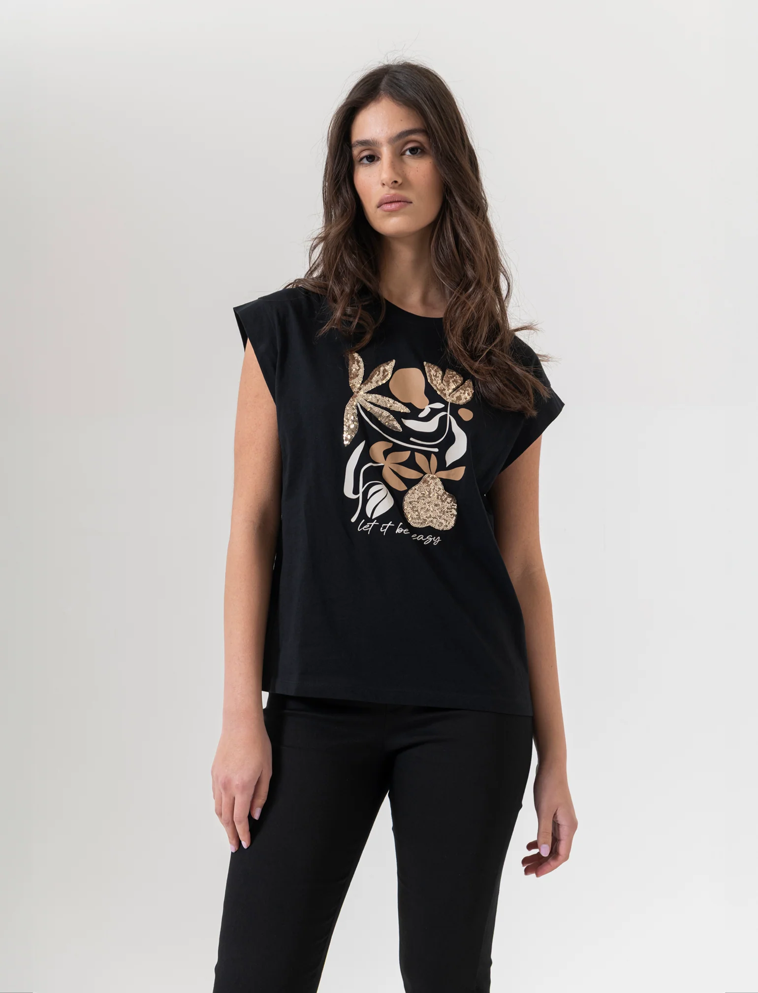 T-shirt con stampa e paillettes da donna - var 2 - Image 3