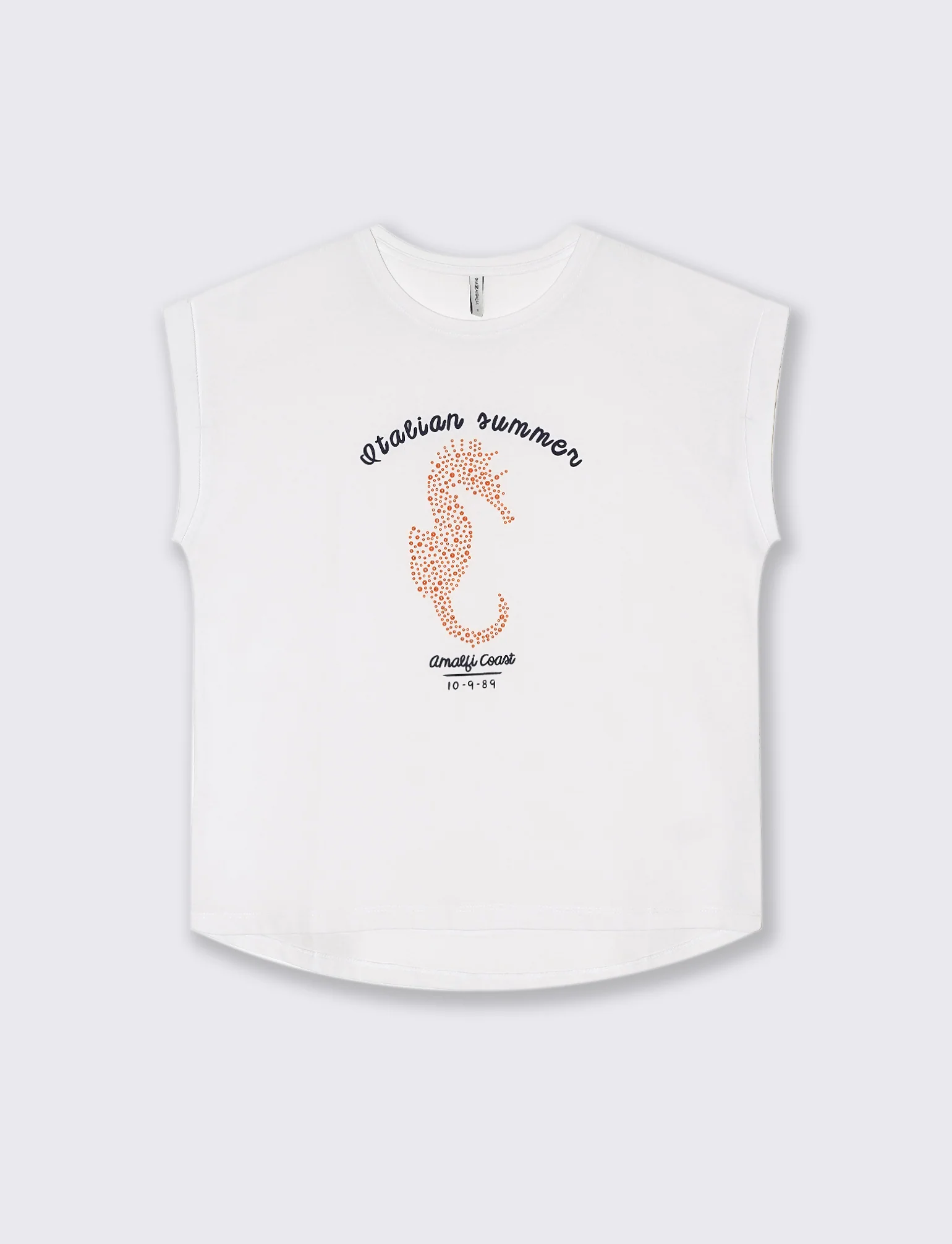 T-shirt con stampa e perline da donna - Bianco - Image 4