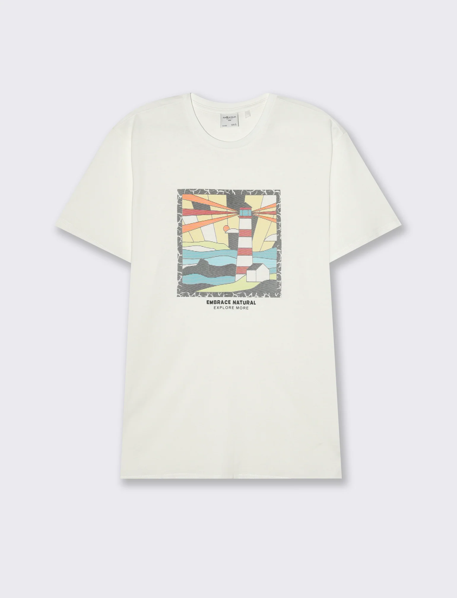 T-shirt con stampa effetto ricamo da uomo - Bianco - Image 4