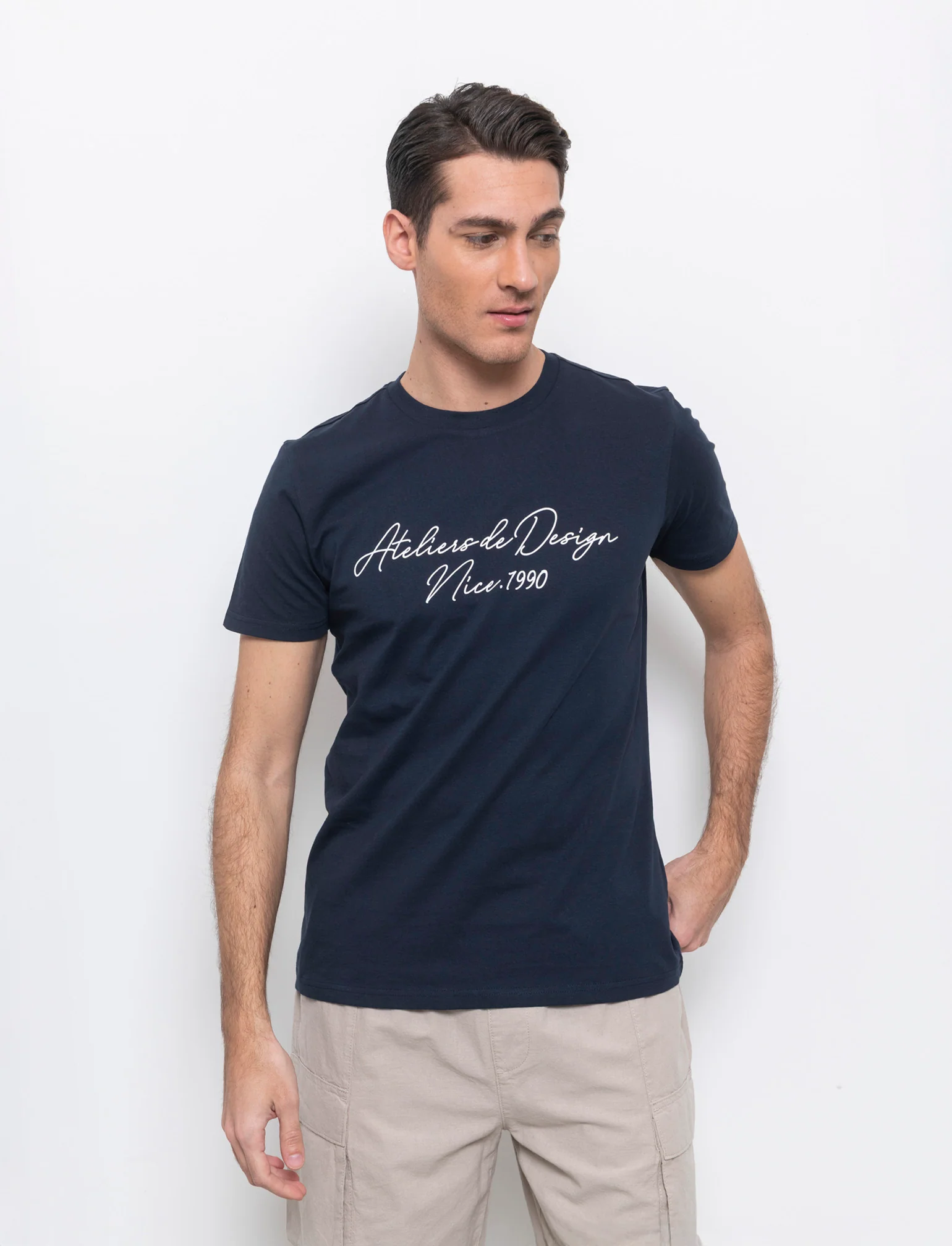 T-shirt con stampa effetto ricamo da uomo - Blu - Image 3