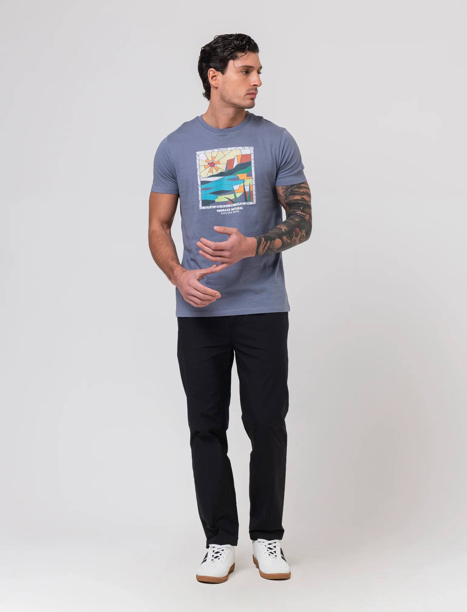 T-shirt con stampa effetto ricamo da uomo - CARTA DA ZUCCHERO - Image 2