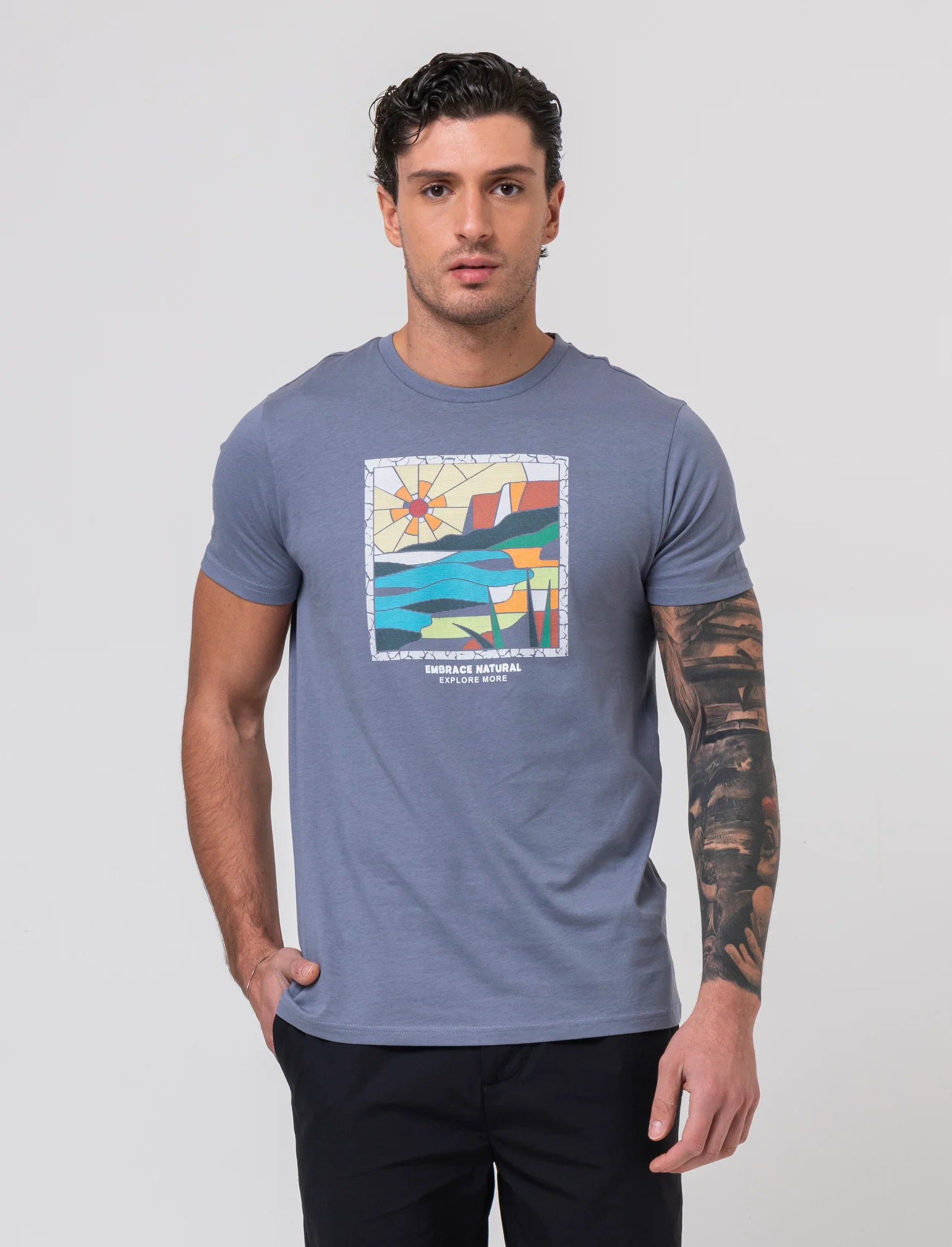 T-shirt con stampa effetto ricamo da uomo - CARTA DA ZUCCHERO - Image 3