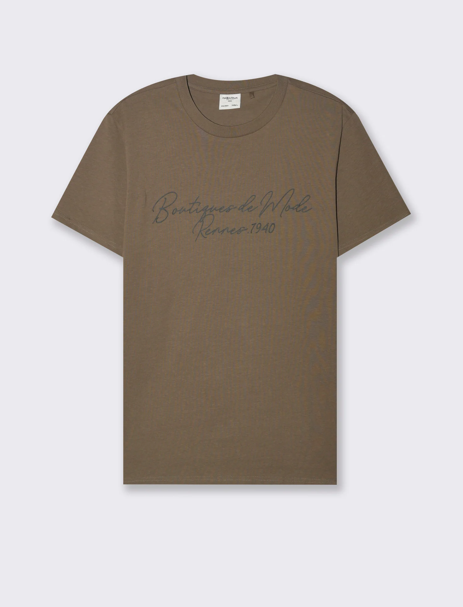 T-shirt con stampa effetto ricamo da uomo - Grigio fango - Image 4