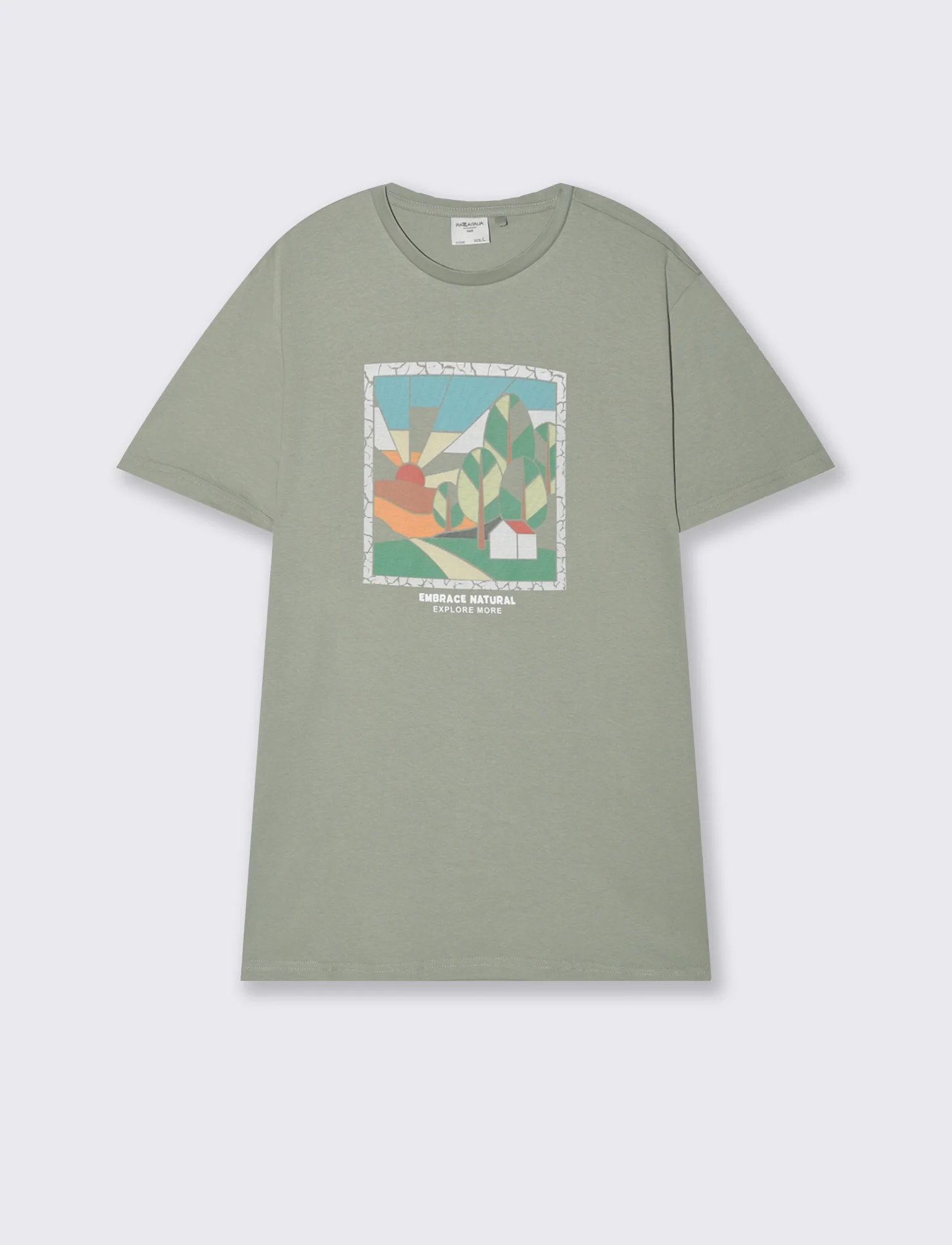 T-shirt con stampa effetto ricamo da uomo - Verde - Image 4
