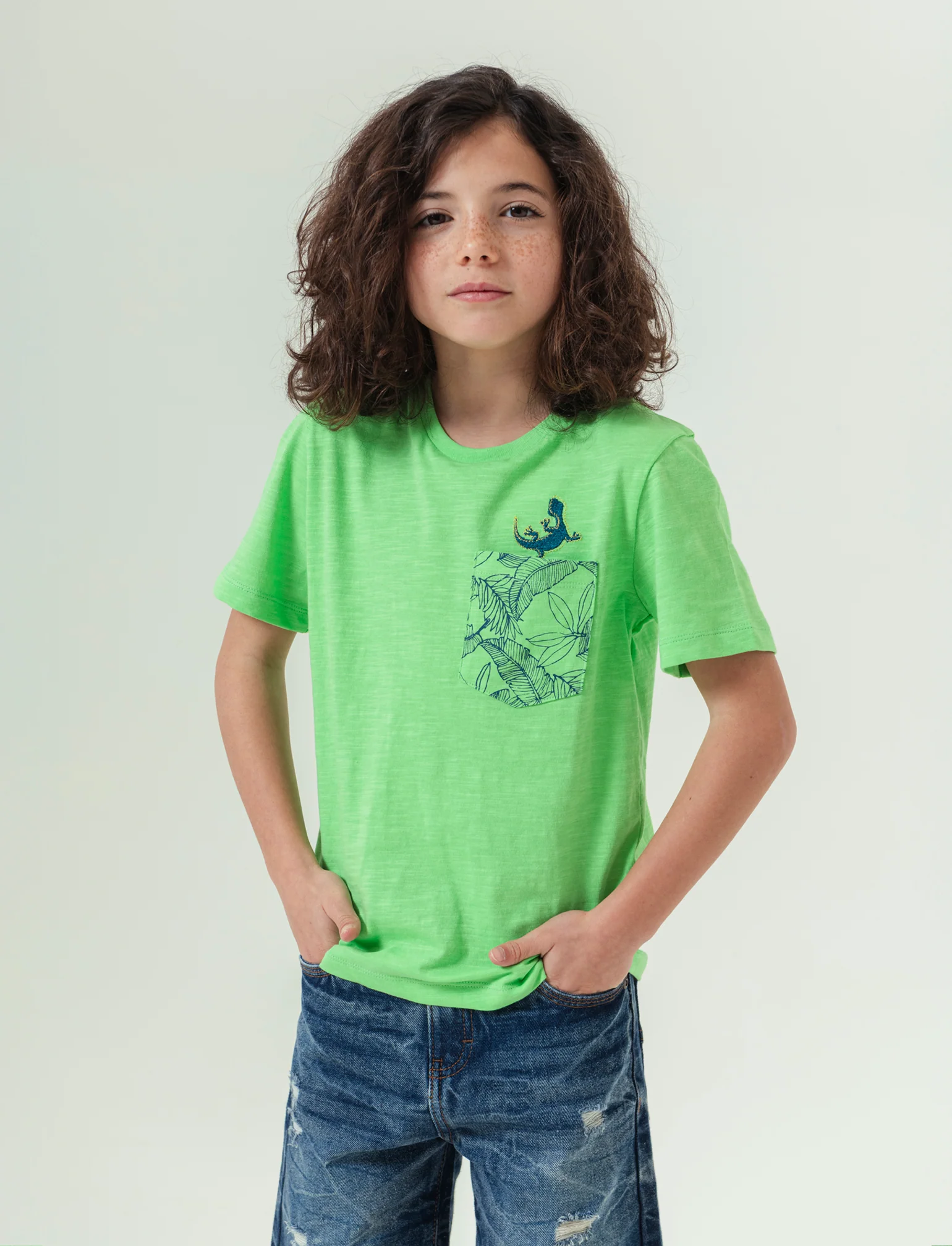 T-shirt con stampa geco da bambino - Verde mela