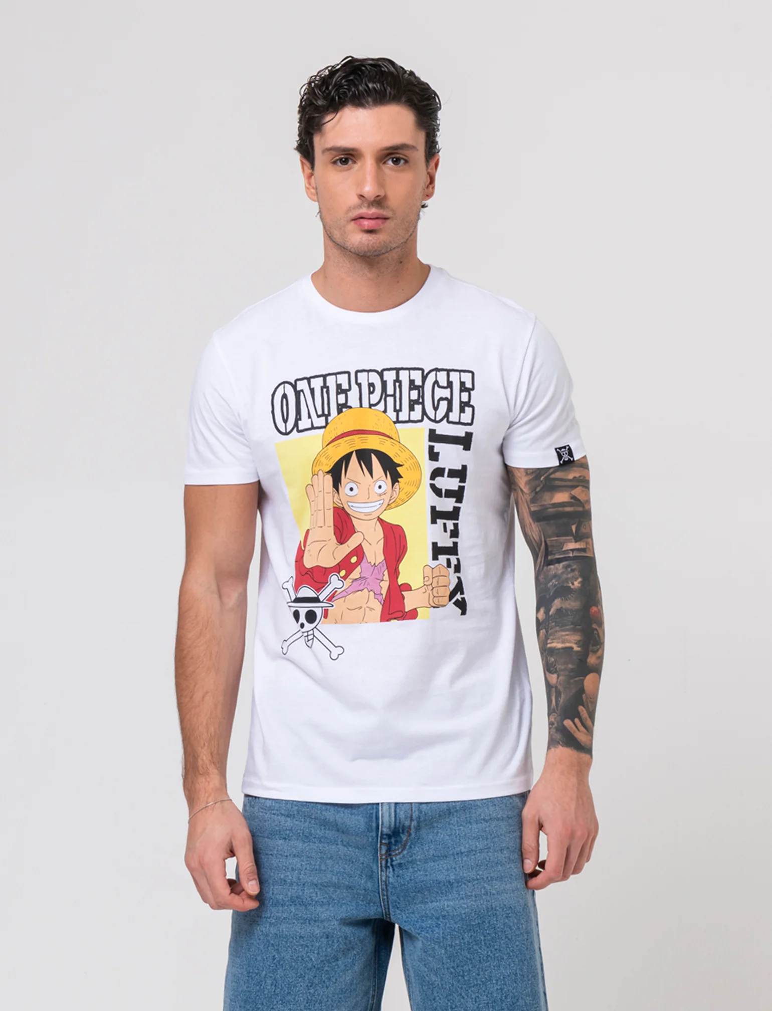 T-shirt con stampa One Piece da uomo - Bianco