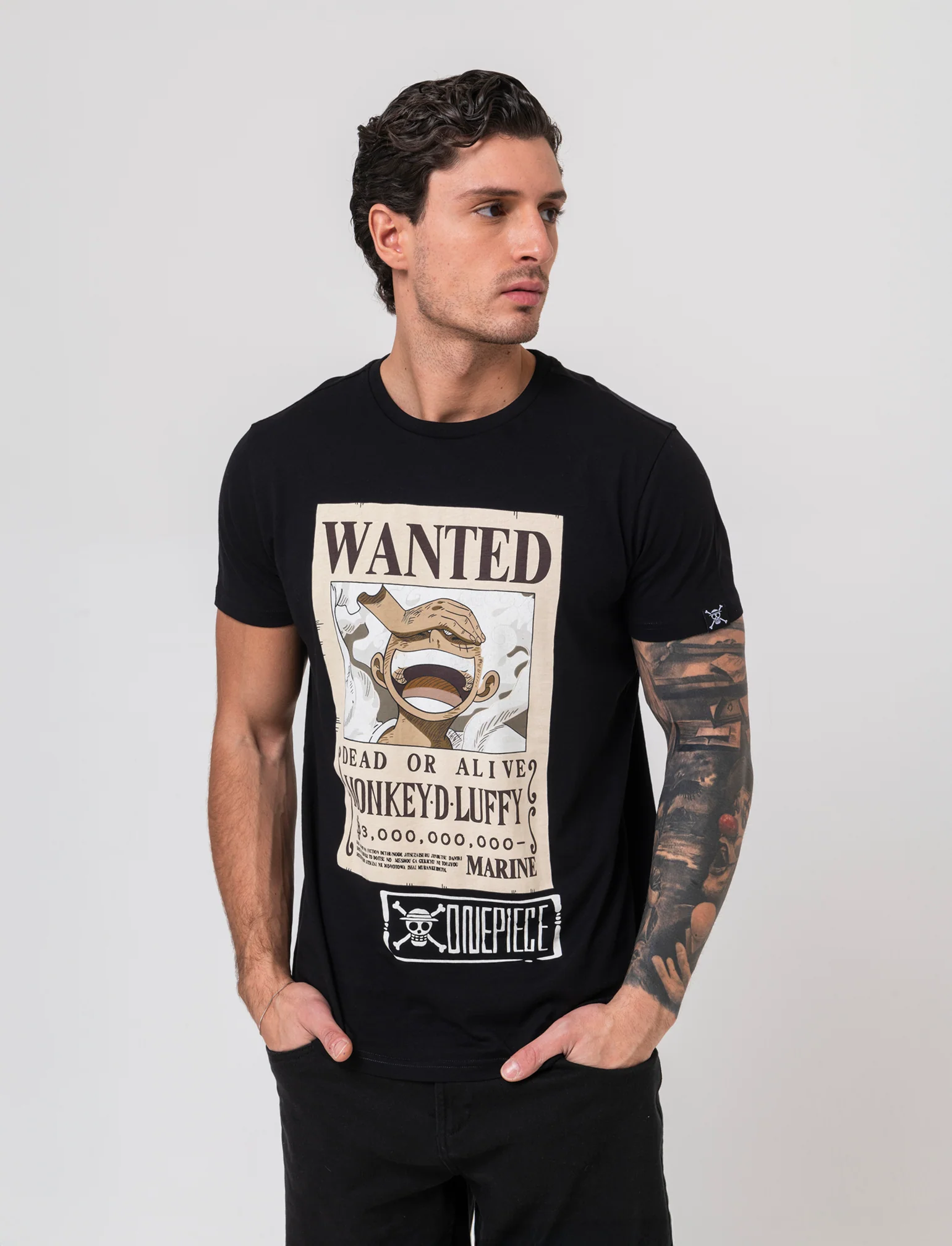 T-shirt con stampa One Piece da uomo - Nero